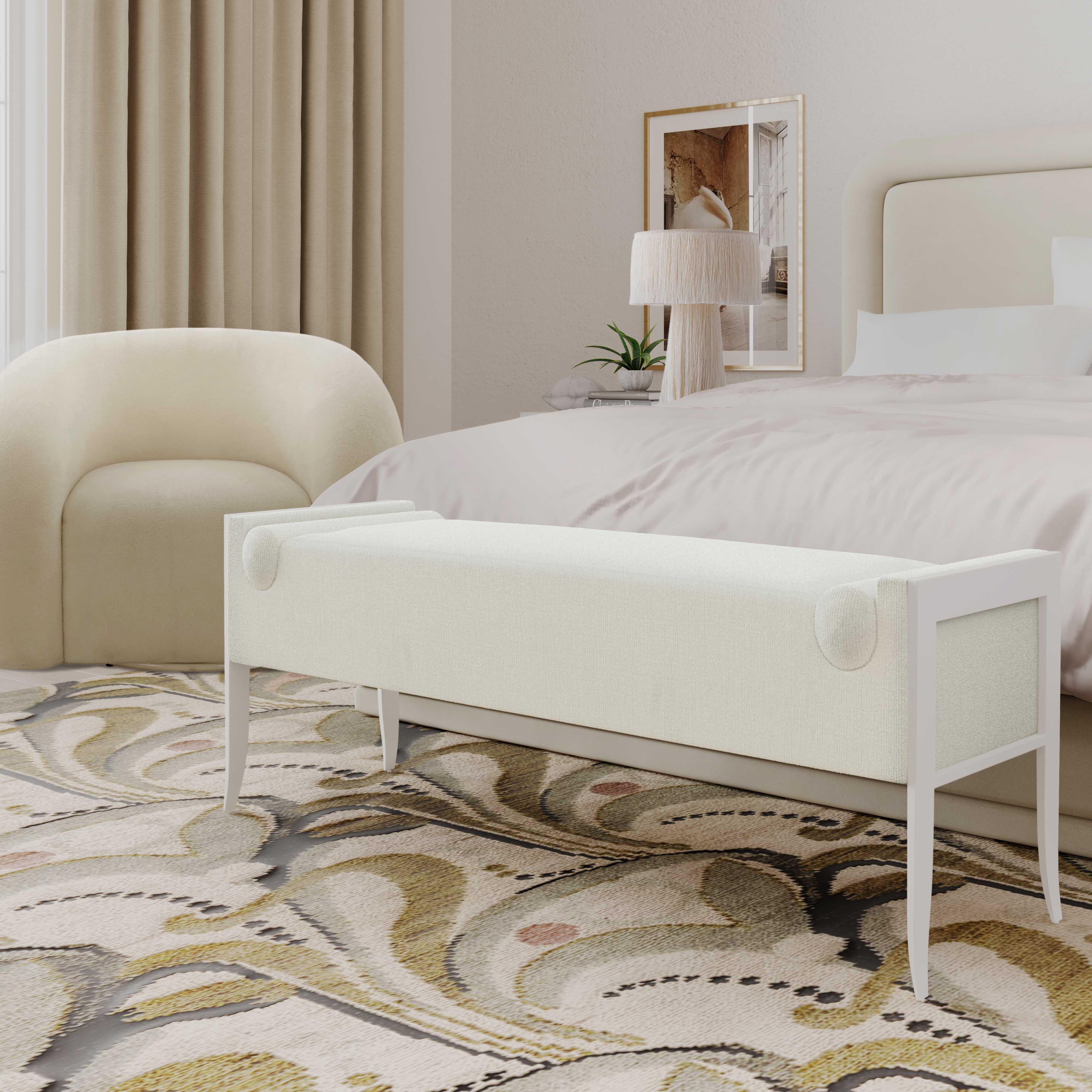 Ines Cream Boucle Bench - Image 2