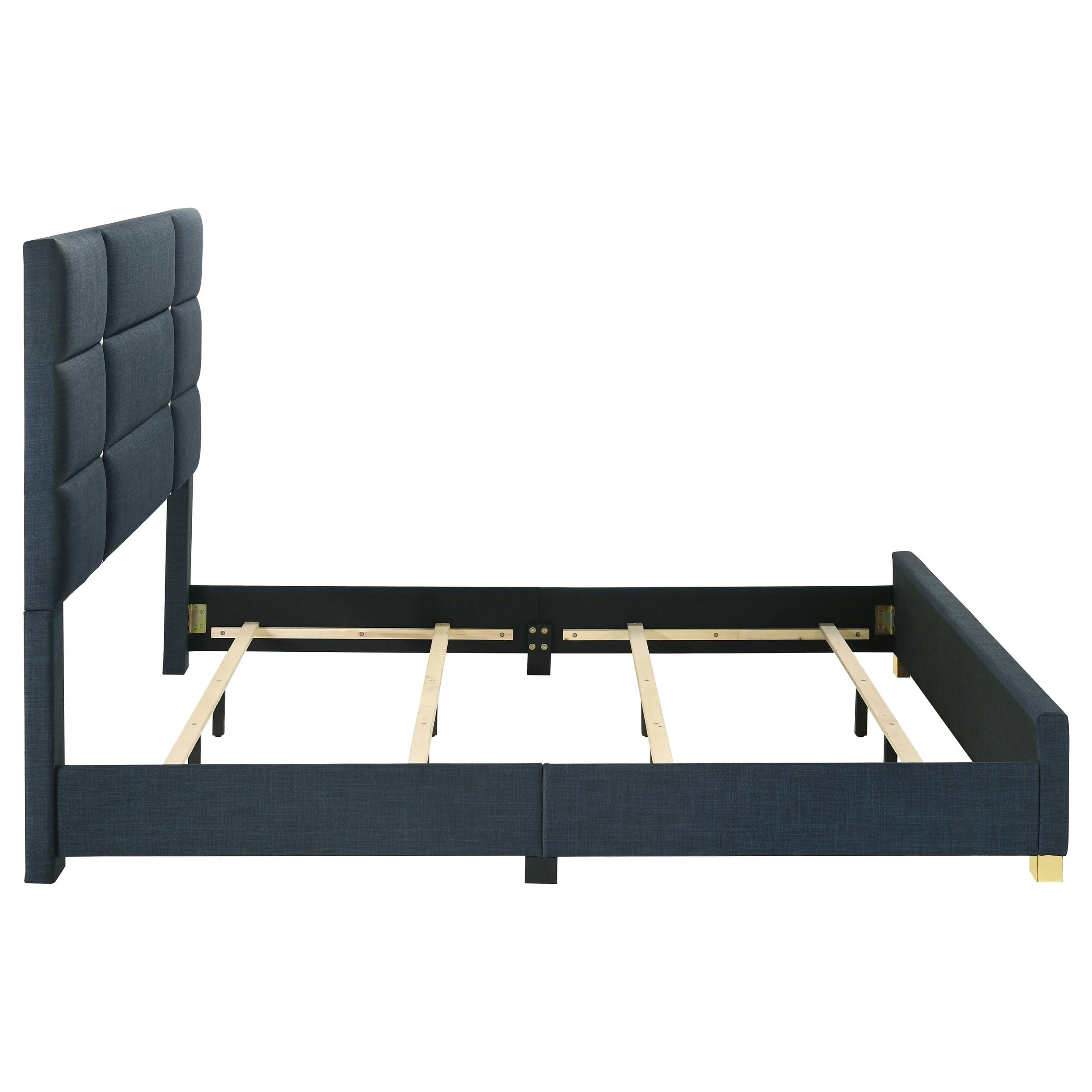 Ines Navy 52-inch Fabric Upholstered Queen Panel Bed - Image 6