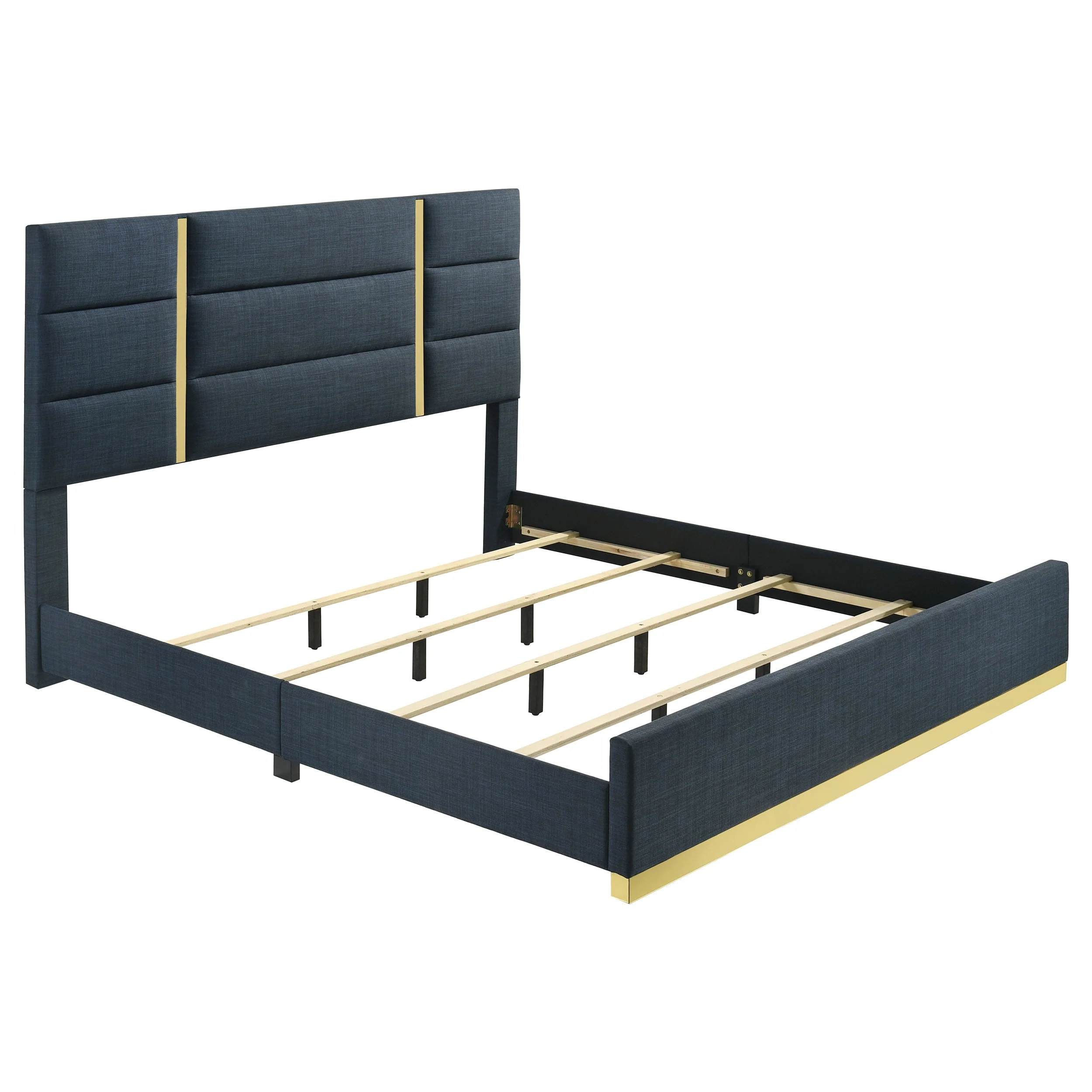 Ines Navy/White High Gloss 5-piece Eastern King Bedroom Set - Image 3