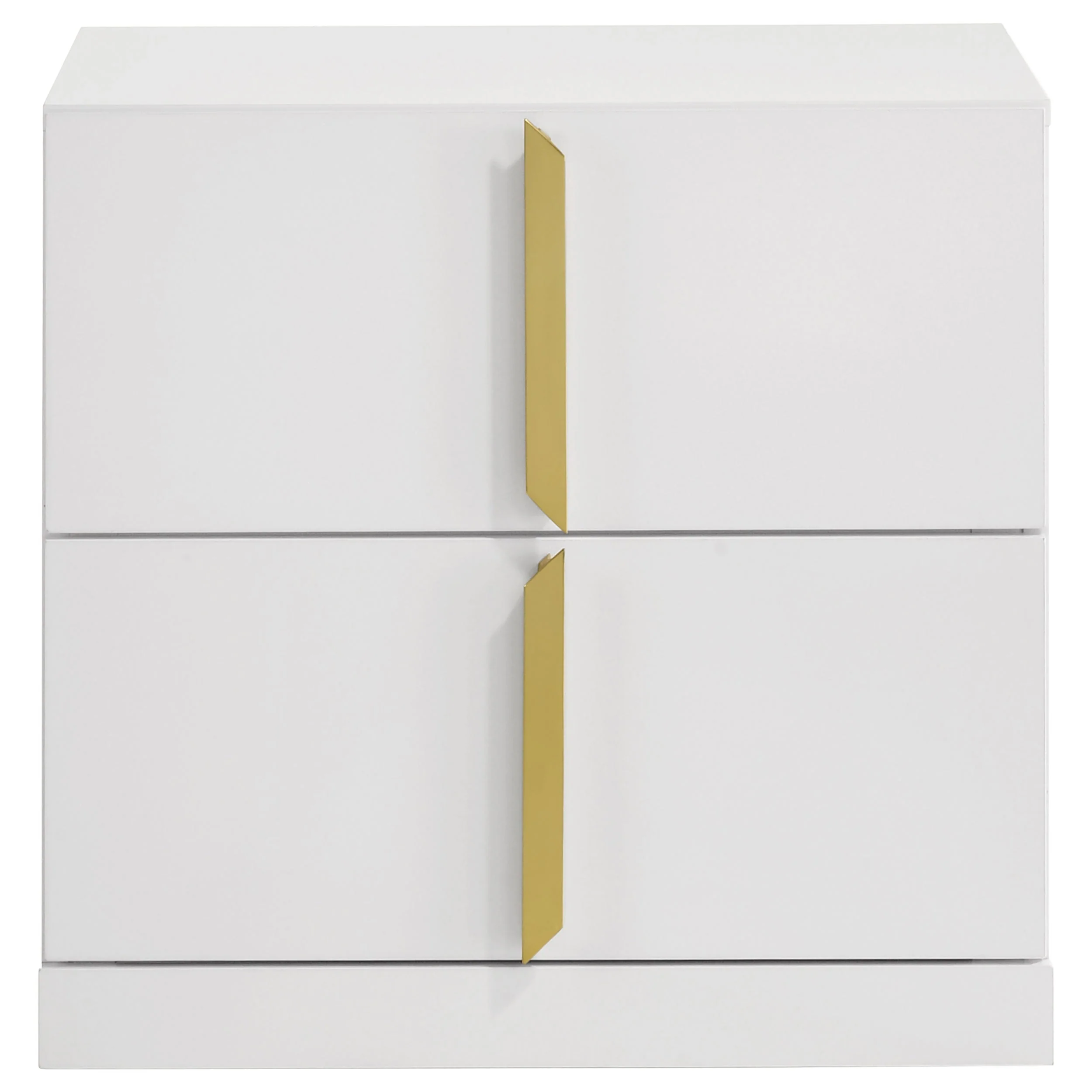 Ines White High Gloss 2-drawer Nightstand Bedside Table - Image 3