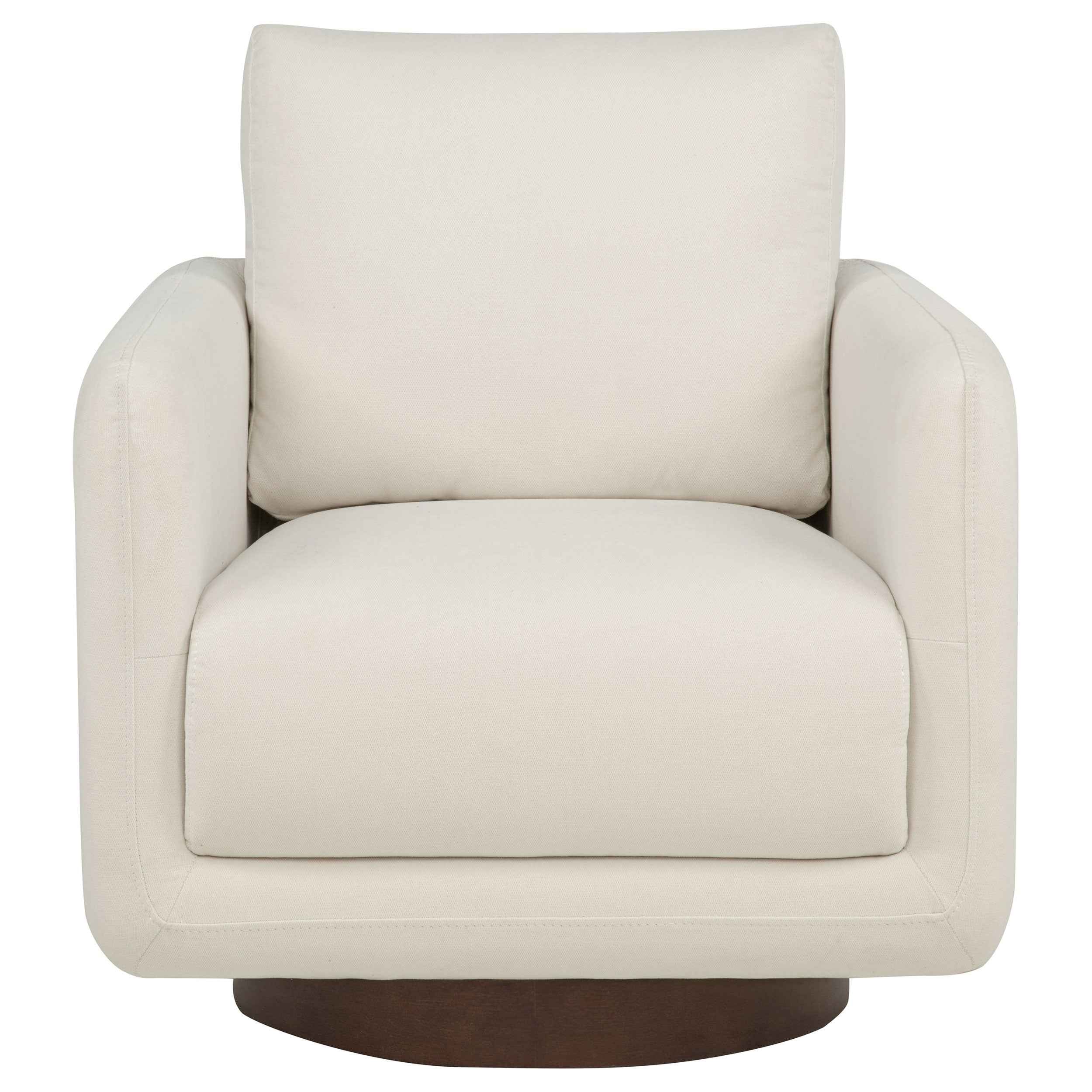 Iris Ivory Fabric Upholstered Swivel Accent Chair - Image 3