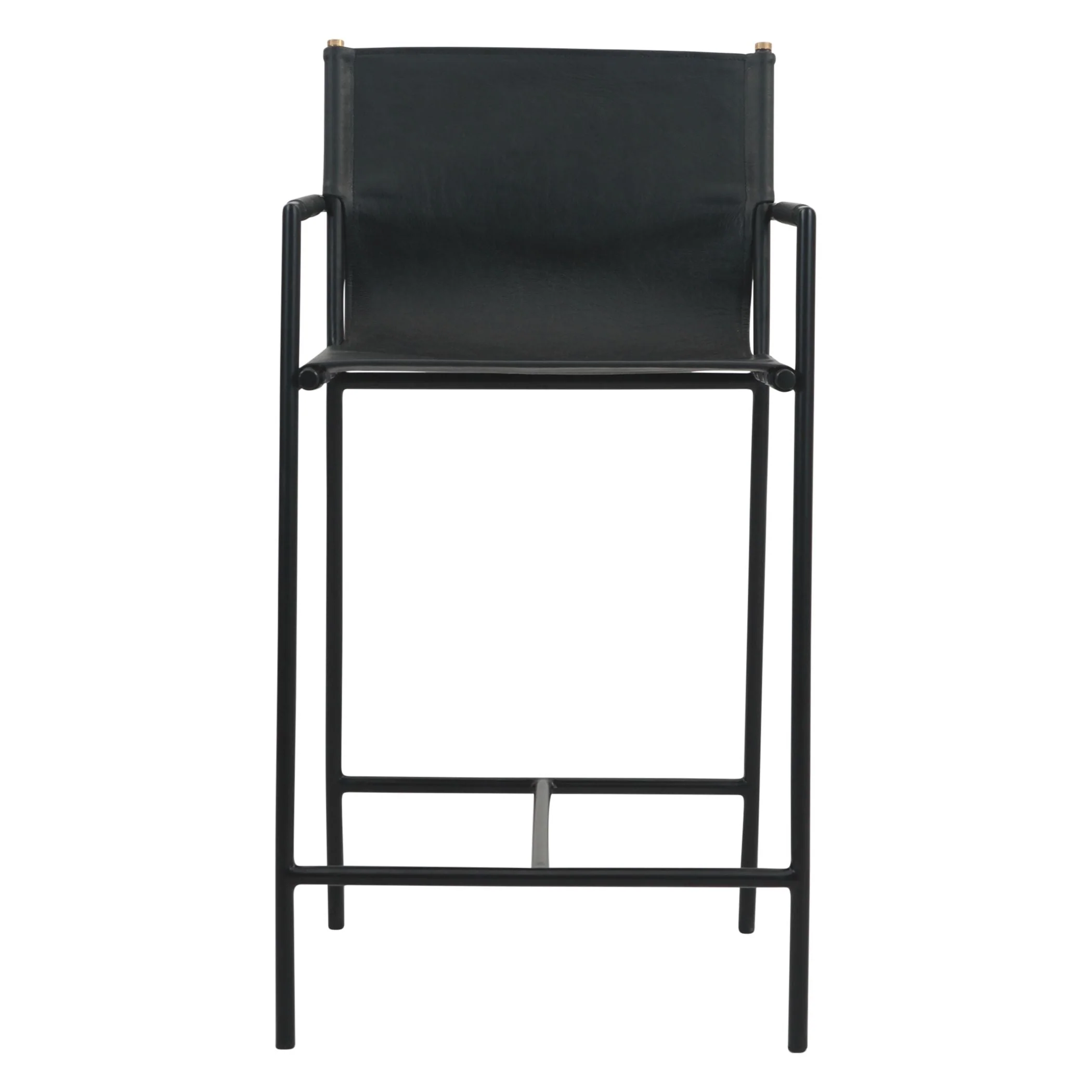 Irvine 20" Counter Armchair in Black Leather and Iron - Image 2