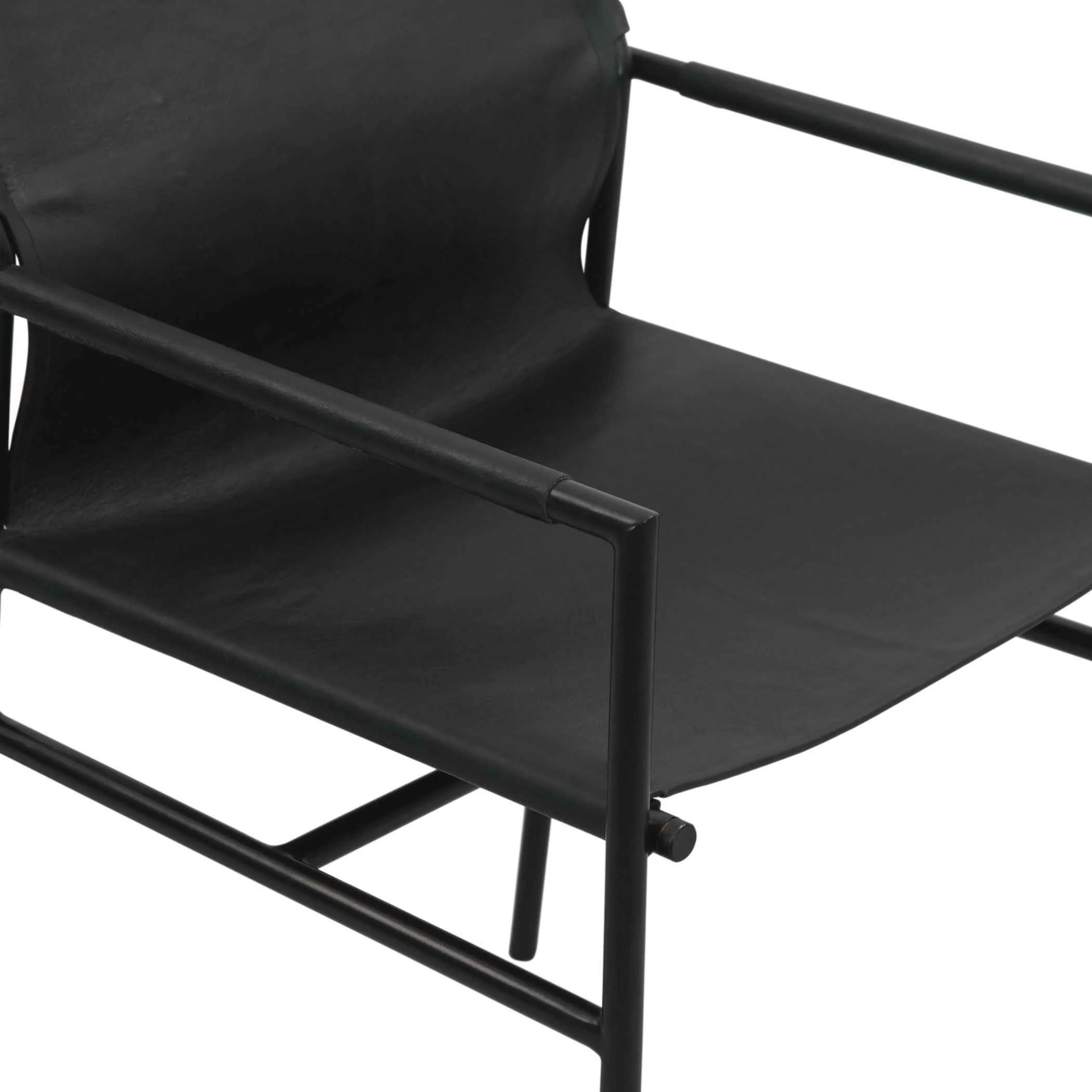 Irvine 20" Dining Armchair in Black Leather and Iron - Image 5