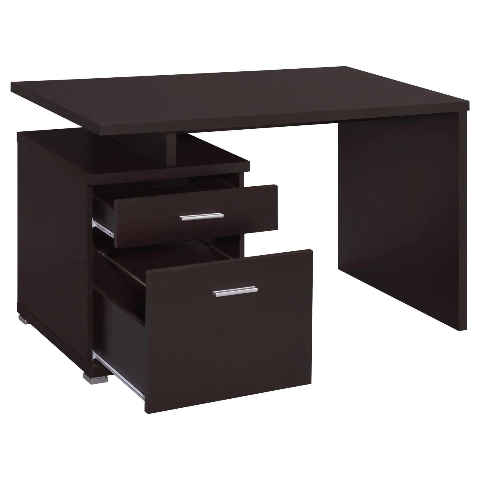 Irving Cappuccino 2-Drawer Office Desk with Cabinet - Image 5