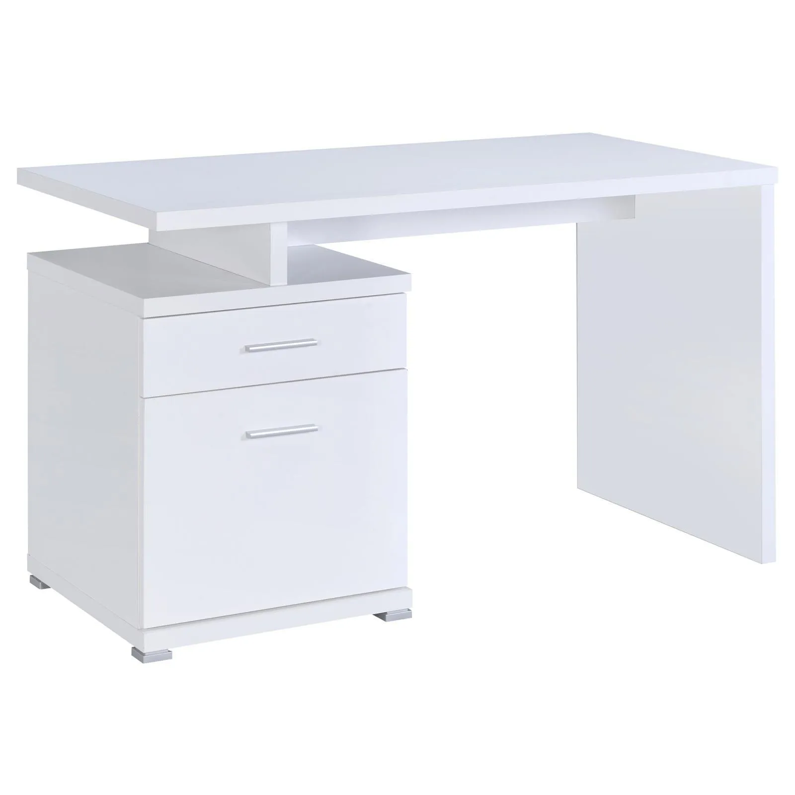 Irving White 2-Drawer Office Desk with Cabinet - Image 2