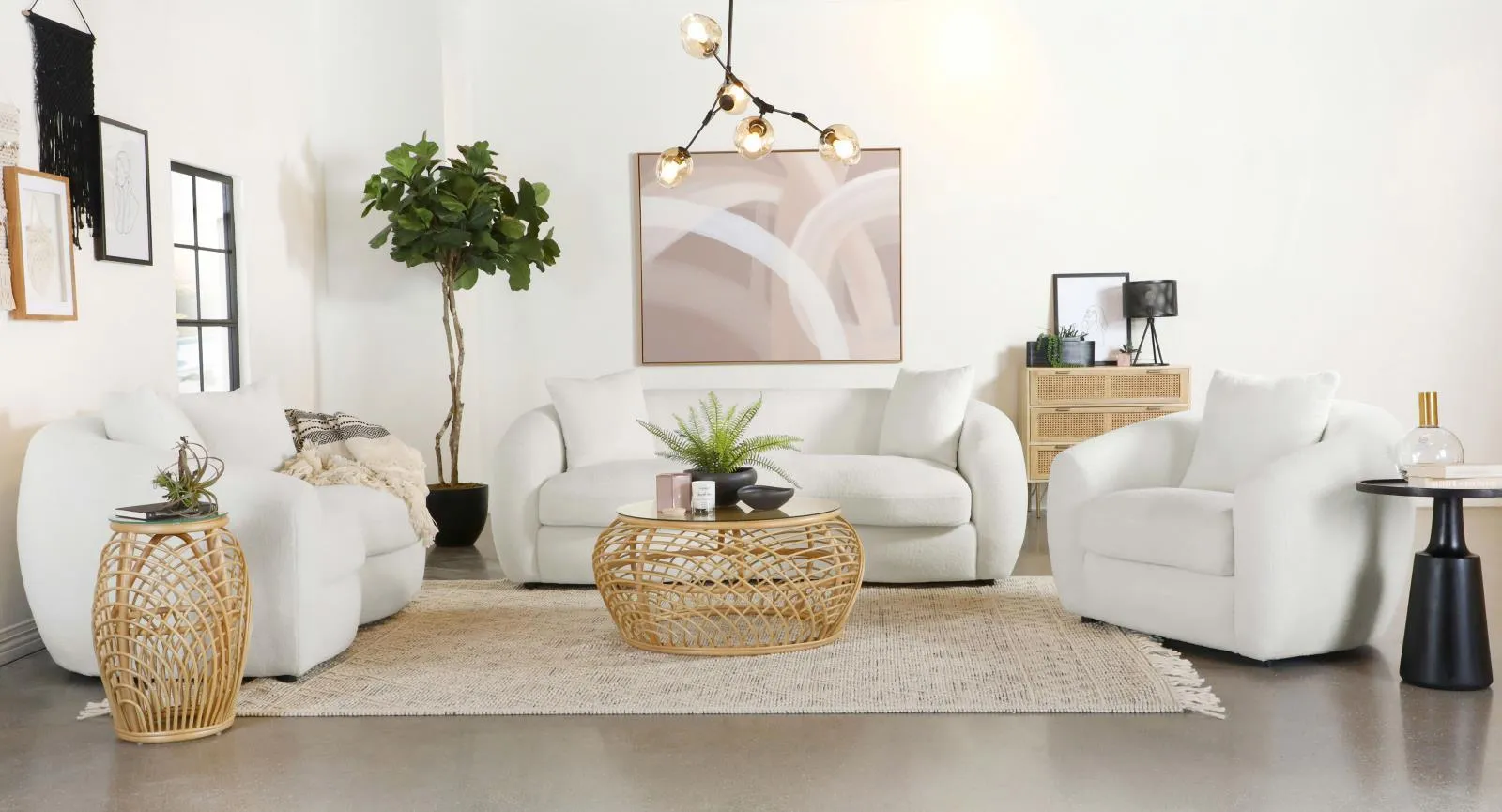 Isabella Faux Sheepskin Upholstered Sofa Natural - Image 10