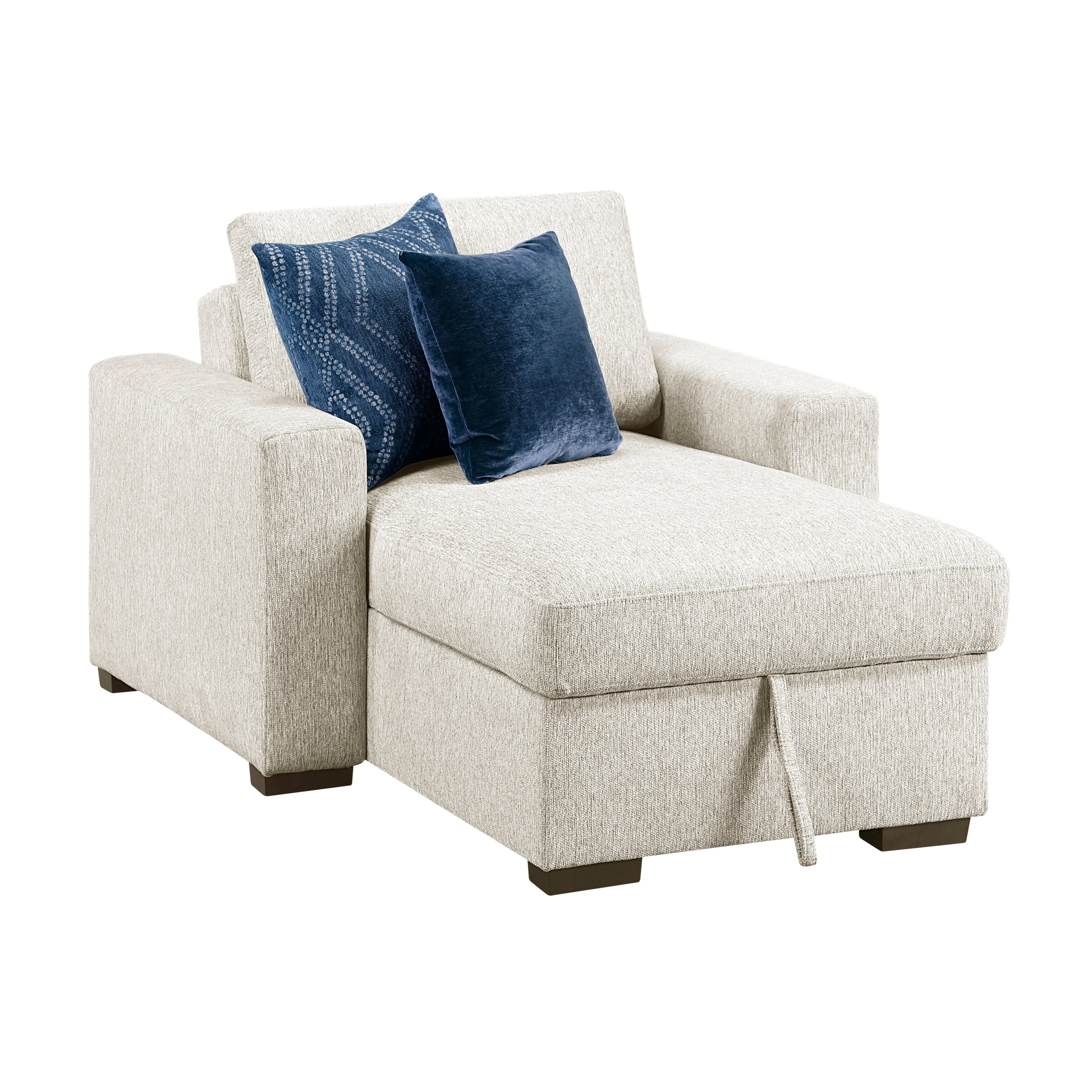 Isla Beige Chaise Lounge with Arms and Hidden Storage, Click Motion Back - Image 3
