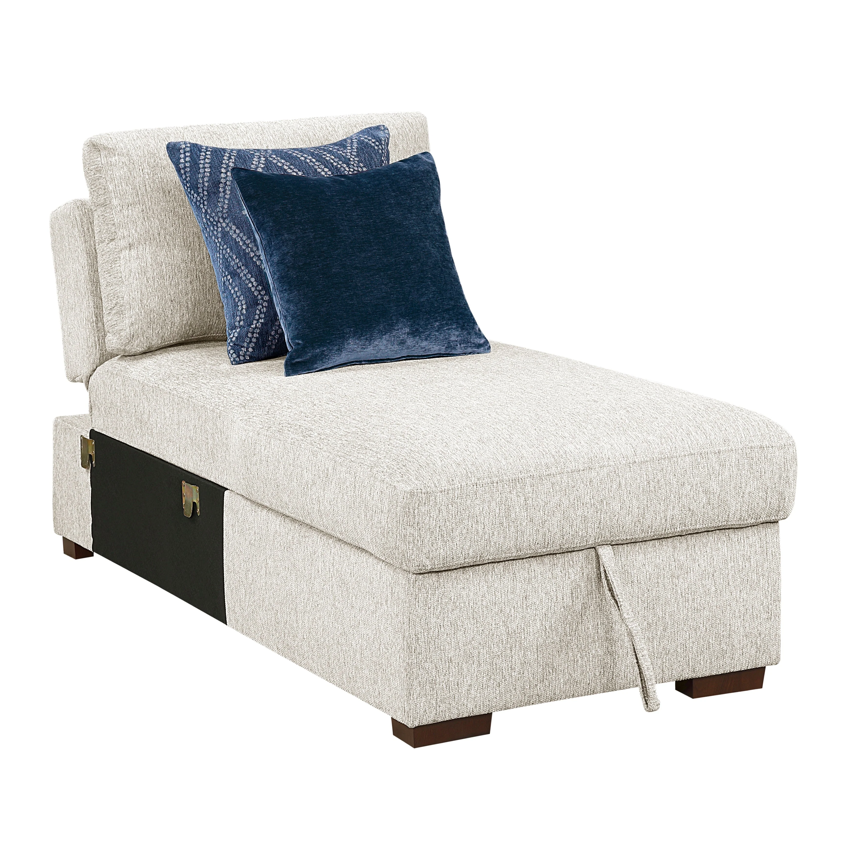 Isla Beige Chaise Lounge with Arms and Hidden Storage, Click Motion Back - Image 8