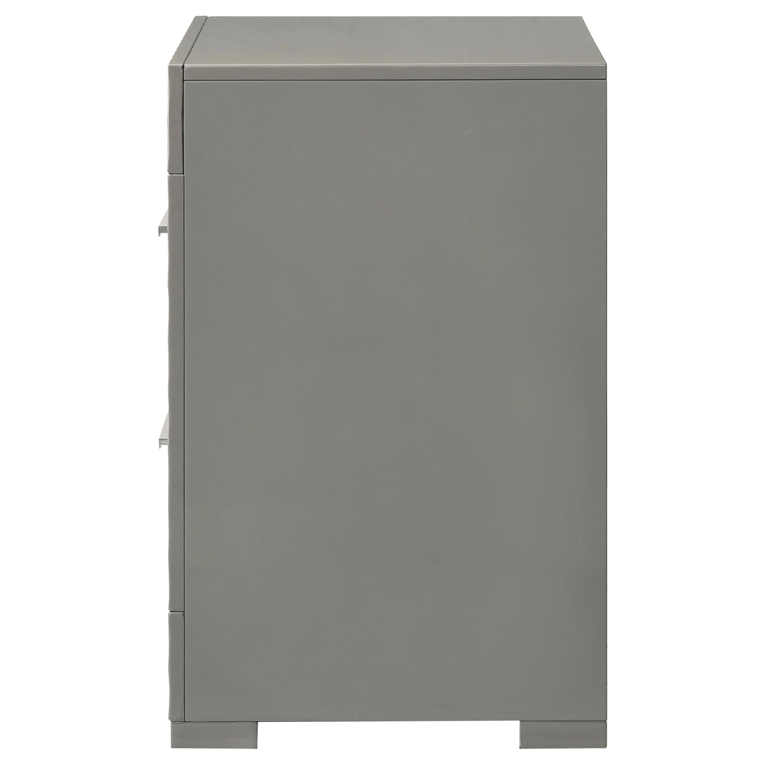 Ives Grey High Gloss 2-drawer Nightstand Bedside Table - Image 5