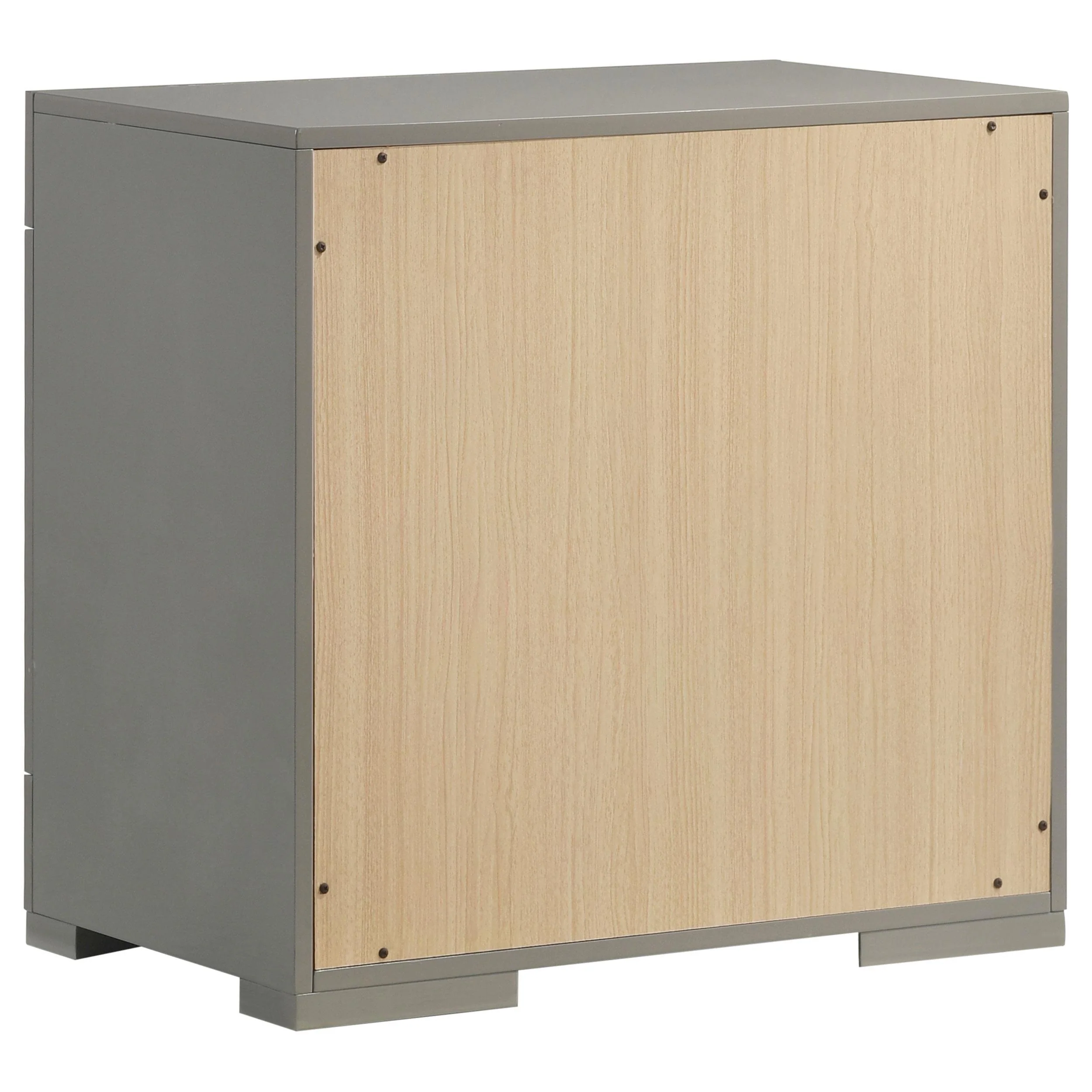 Ives Grey High Gloss 2-drawer Nightstand Bedside Table - Image 6