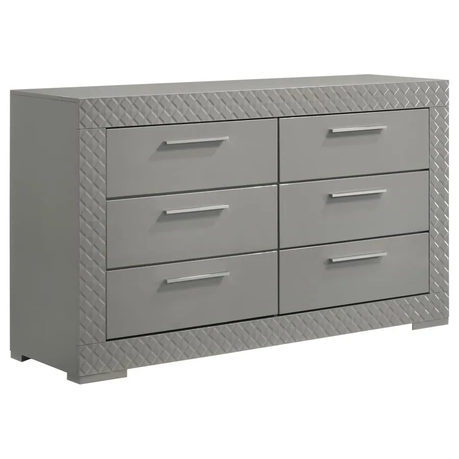 Ives Grey High Gloss 5-Piece Queen Bedroom Set - Image 7