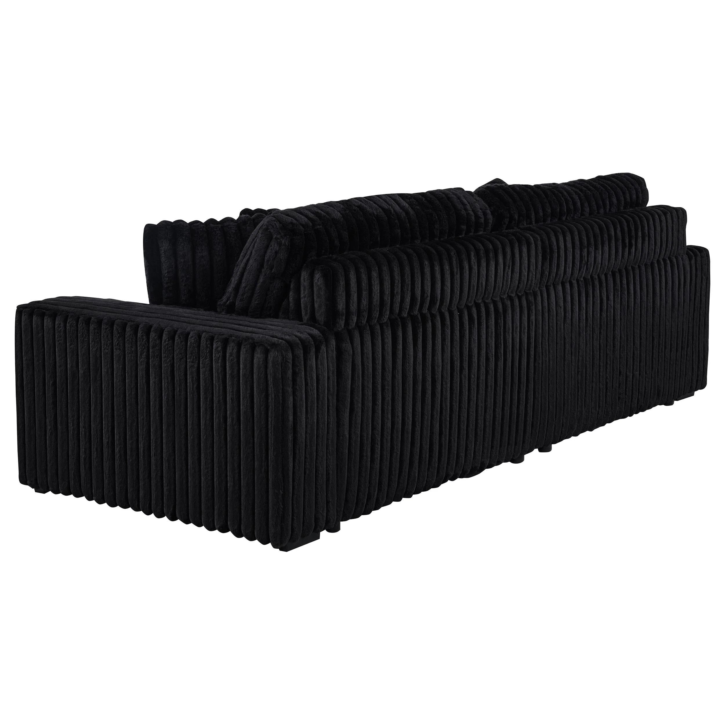 Jacana Corduroy Upholstered Dual Power Chaise Sofa Black - Image 5