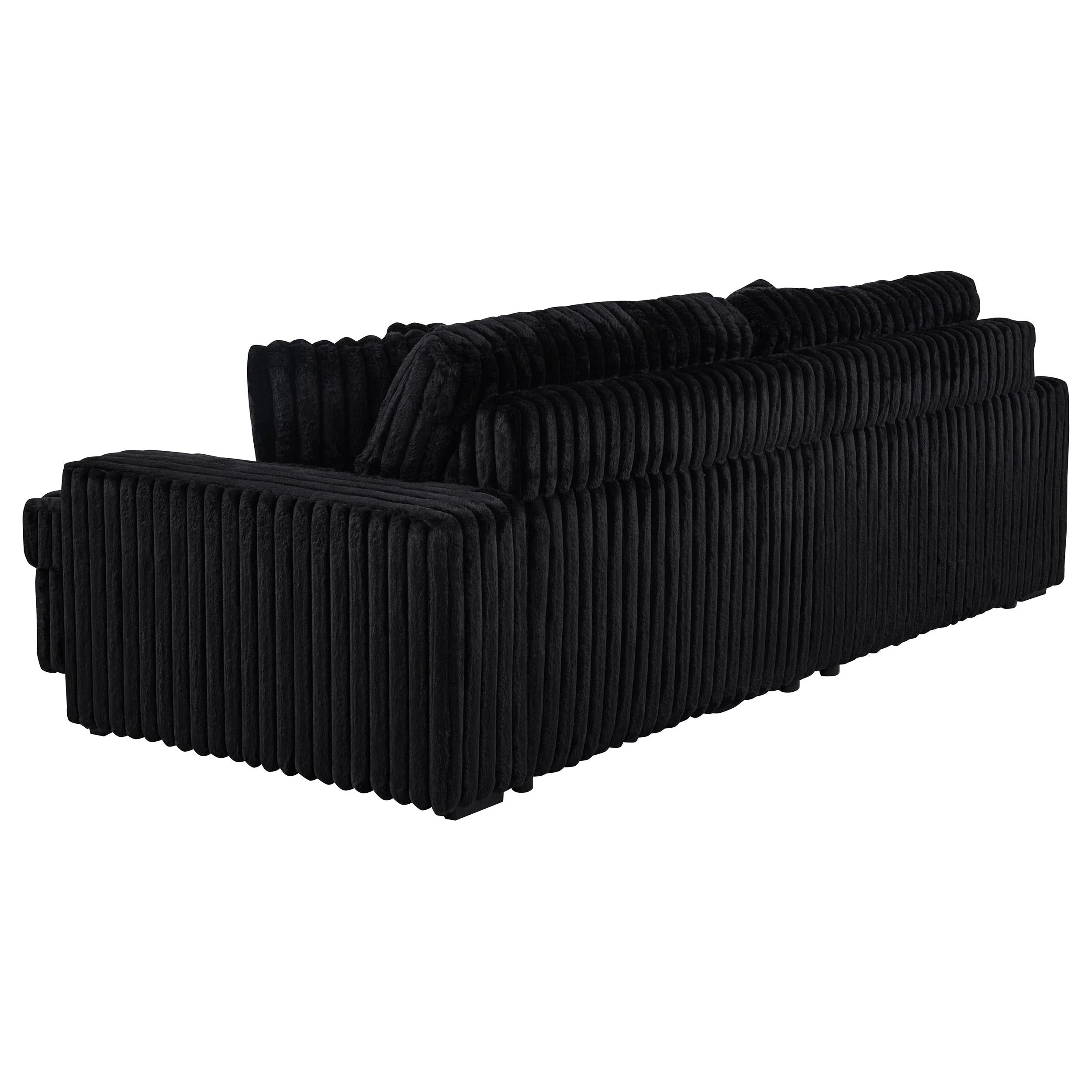 Jacana Corduroy Upholstered Dual Power Chaise Sofa Black - Image 6