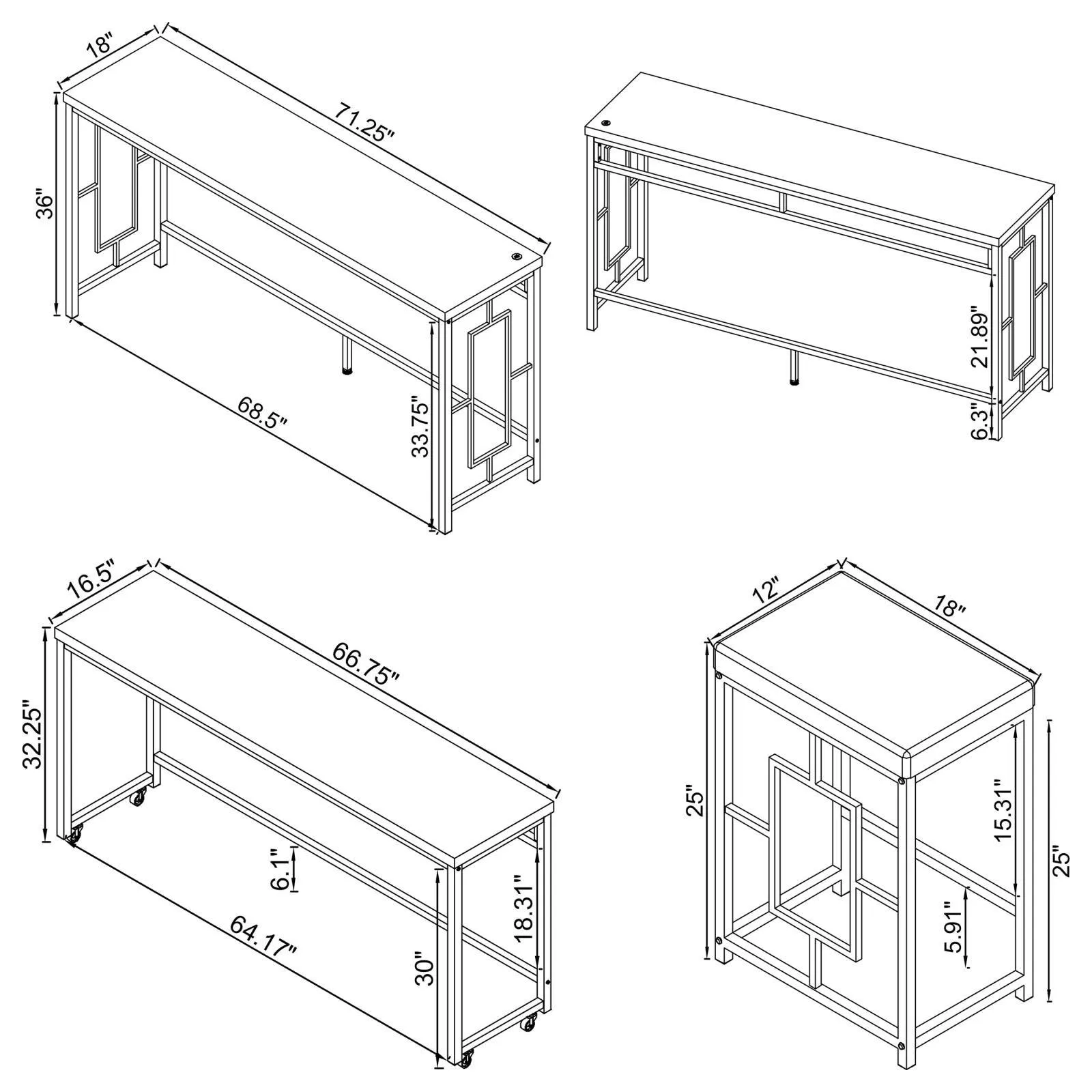 Jackson White/Chrome 5-Piece Multipurpose Counter Height Table Set - Image 22