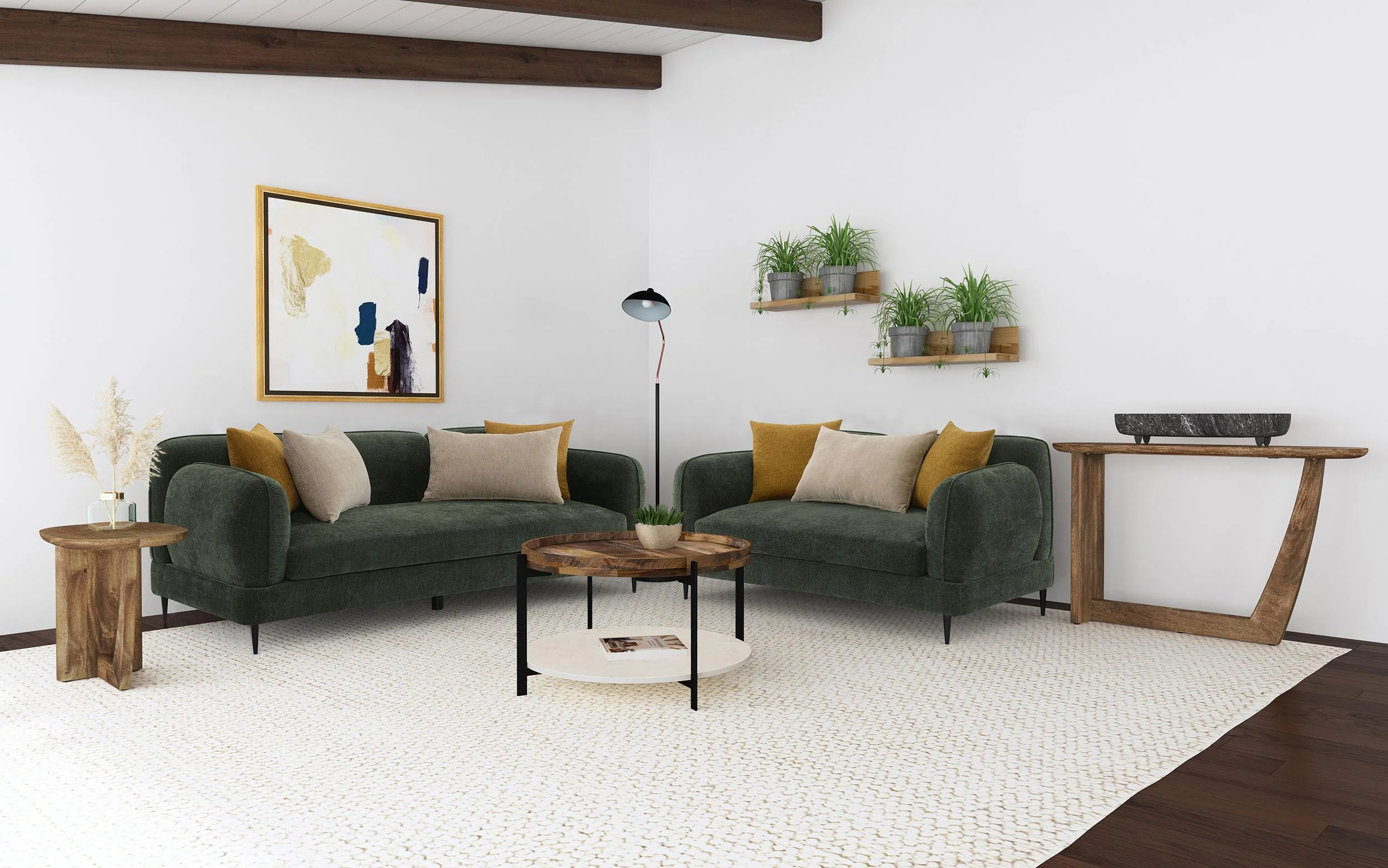 Jade Green Chenille Modern Track Arm Loveseat - Image 14