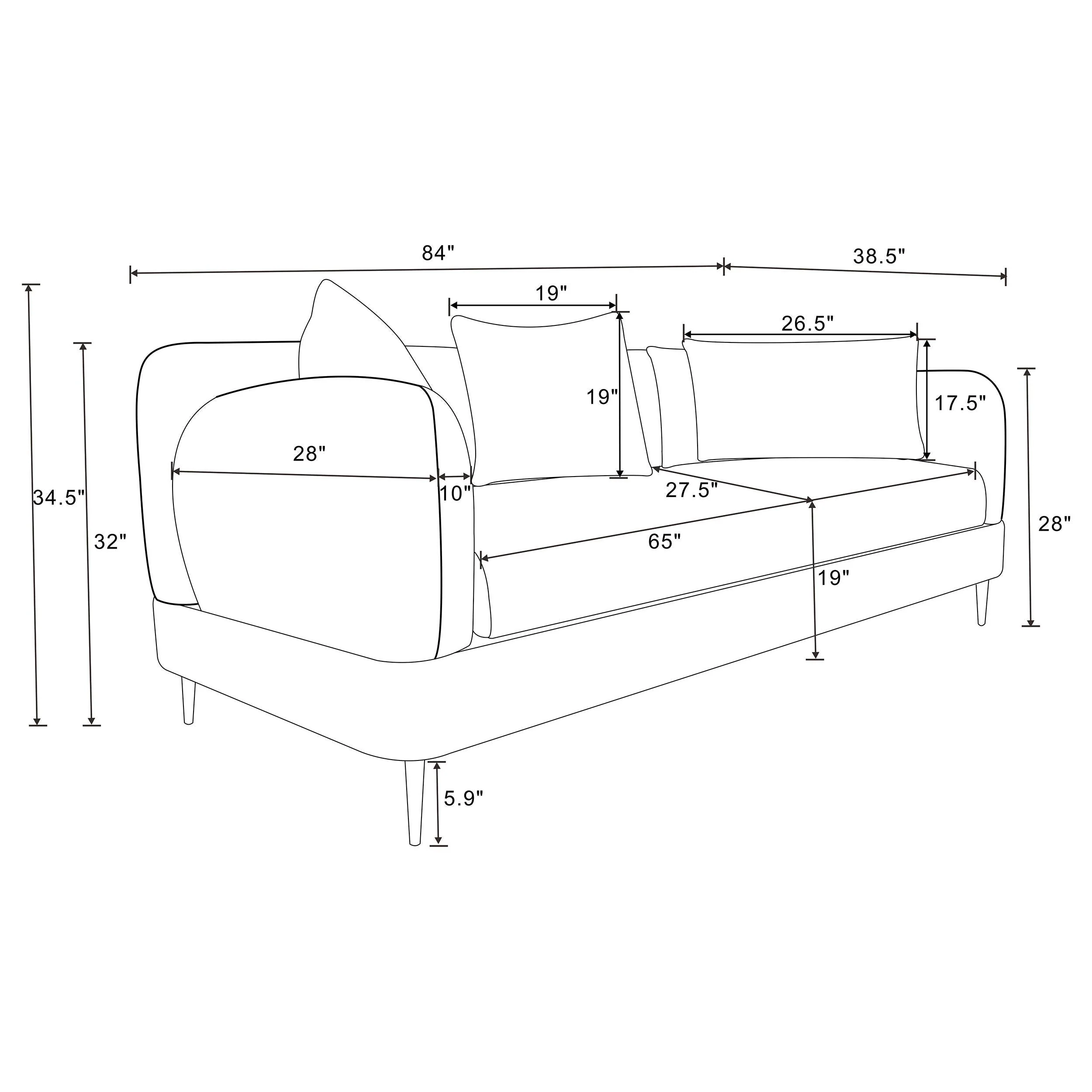 Jade Green Chenille Modern Track Arm Sofa - Image 13