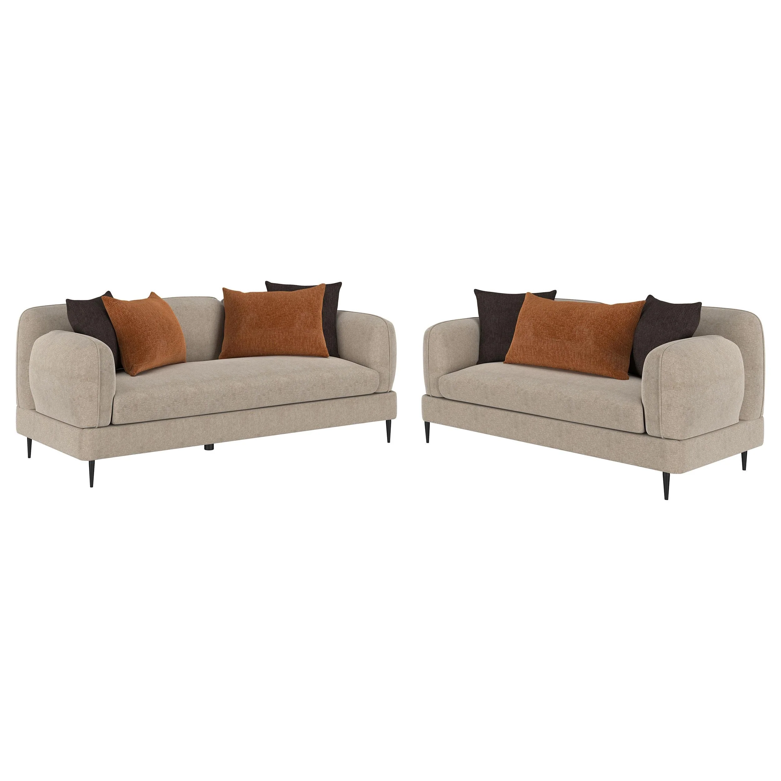 Jade Latte 2-Piece Chenille Upholstered Sofa Set - Image 2