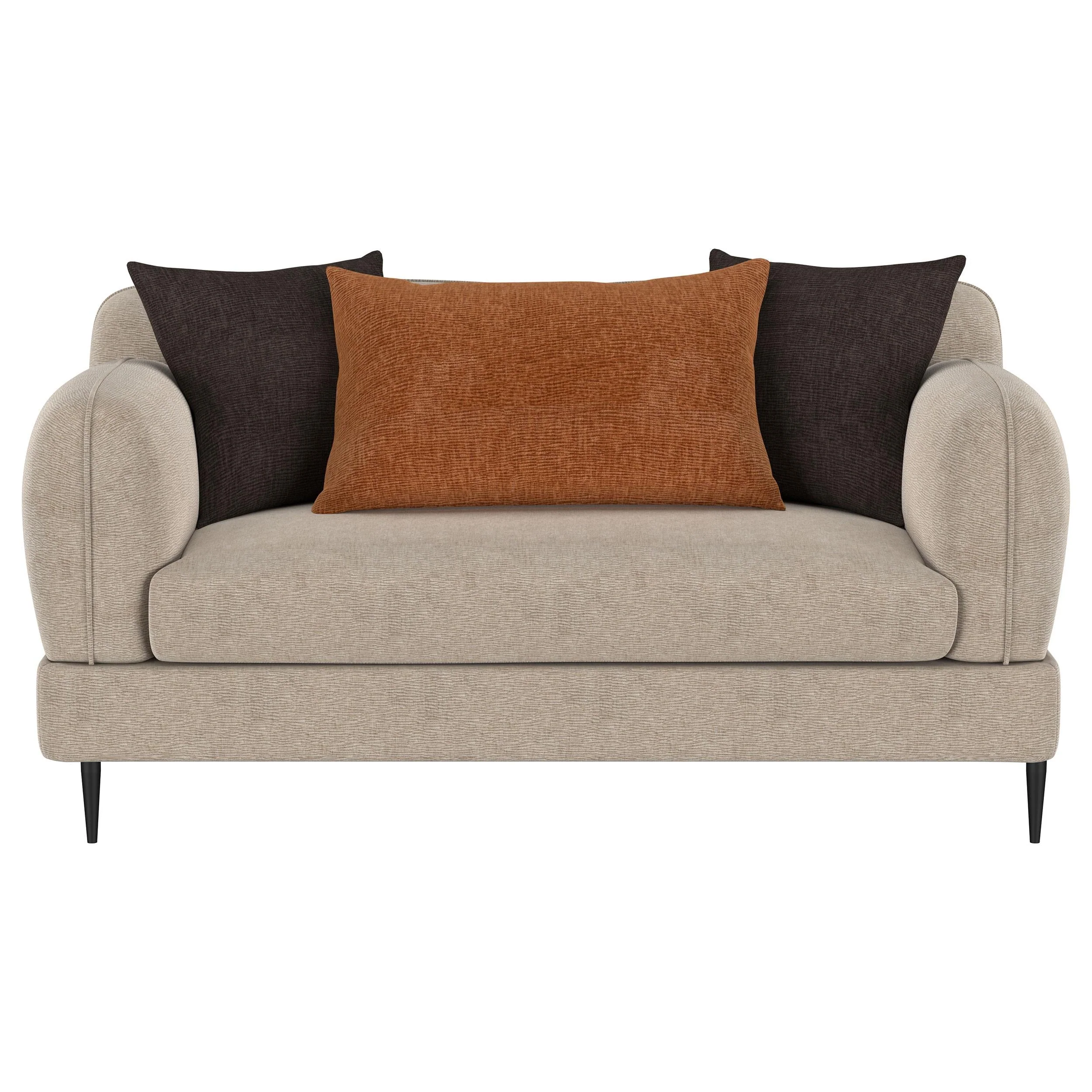 Jade Latte Chenille Upholstered Sculpted Track Arm Loveseat - Image 3
