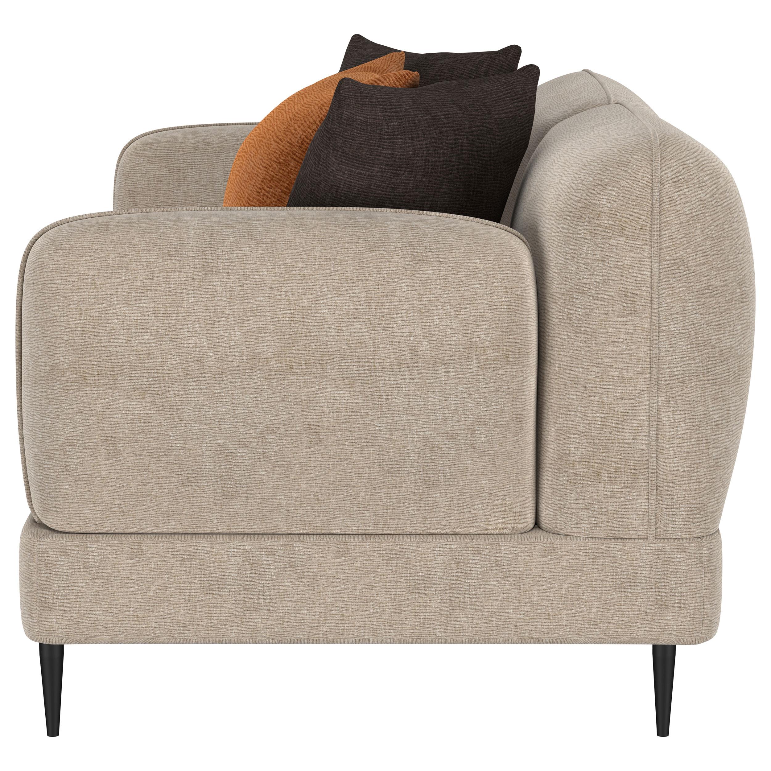 Jade Latte Chenille Upholstered Sculpted Track Arm Loveseat - Image 5