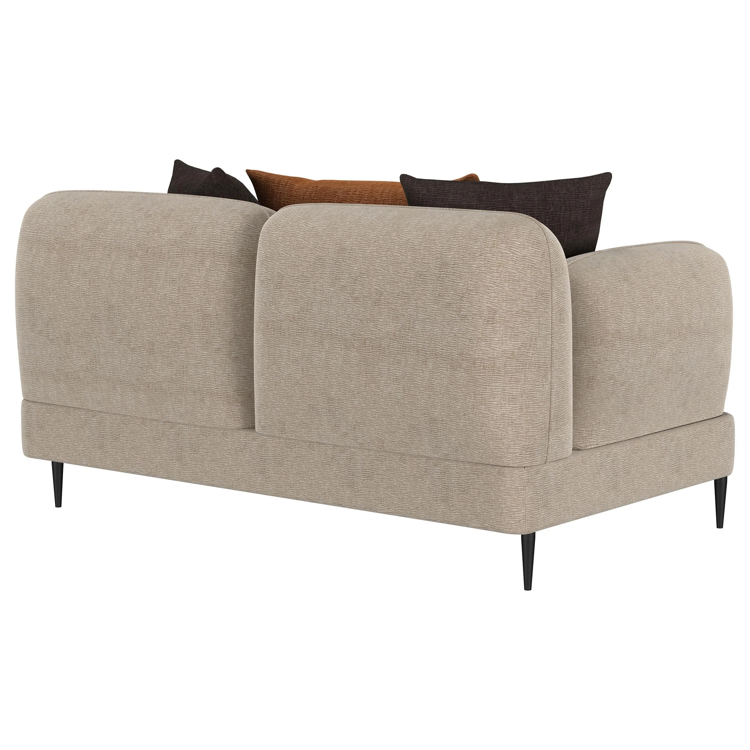 Jade Latte Chenille Upholstered Sculpted Track Arm Loveseat - Image 8