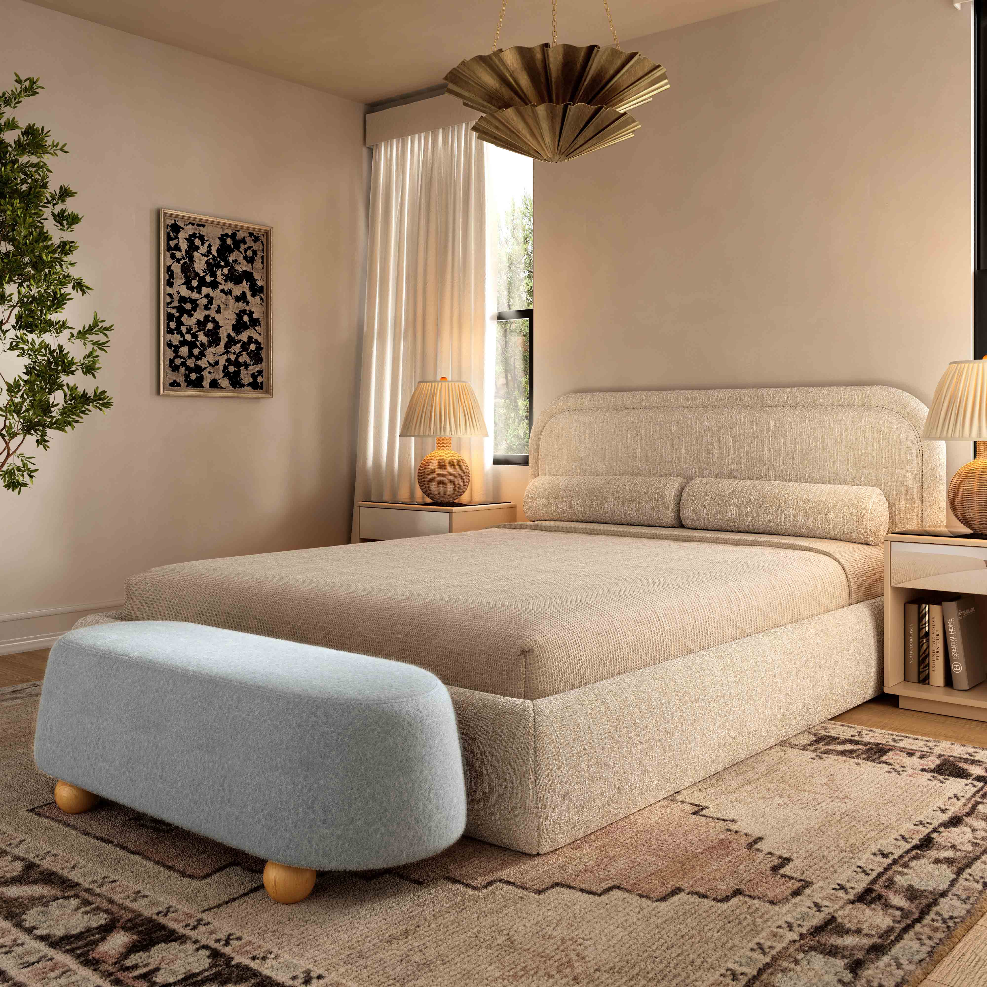 Jaine Loose Mohair Large Ottoman - Image 9