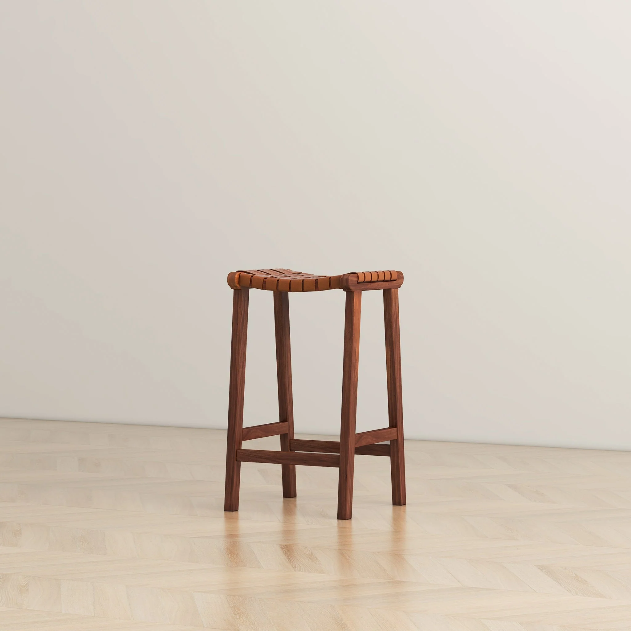 James Mid-Century Modern Genuine Tan Leather 24.5" Counter Stool - Image 4