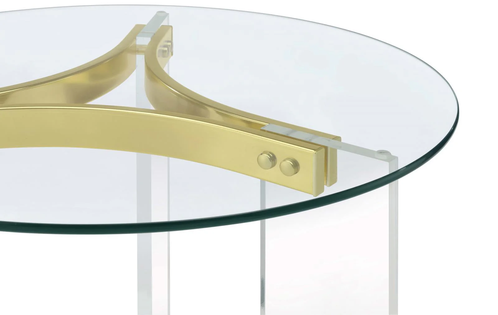 Janessa Clear and Matte Brass Round Glass Top End Table With Acrylic Legs - Image 7
