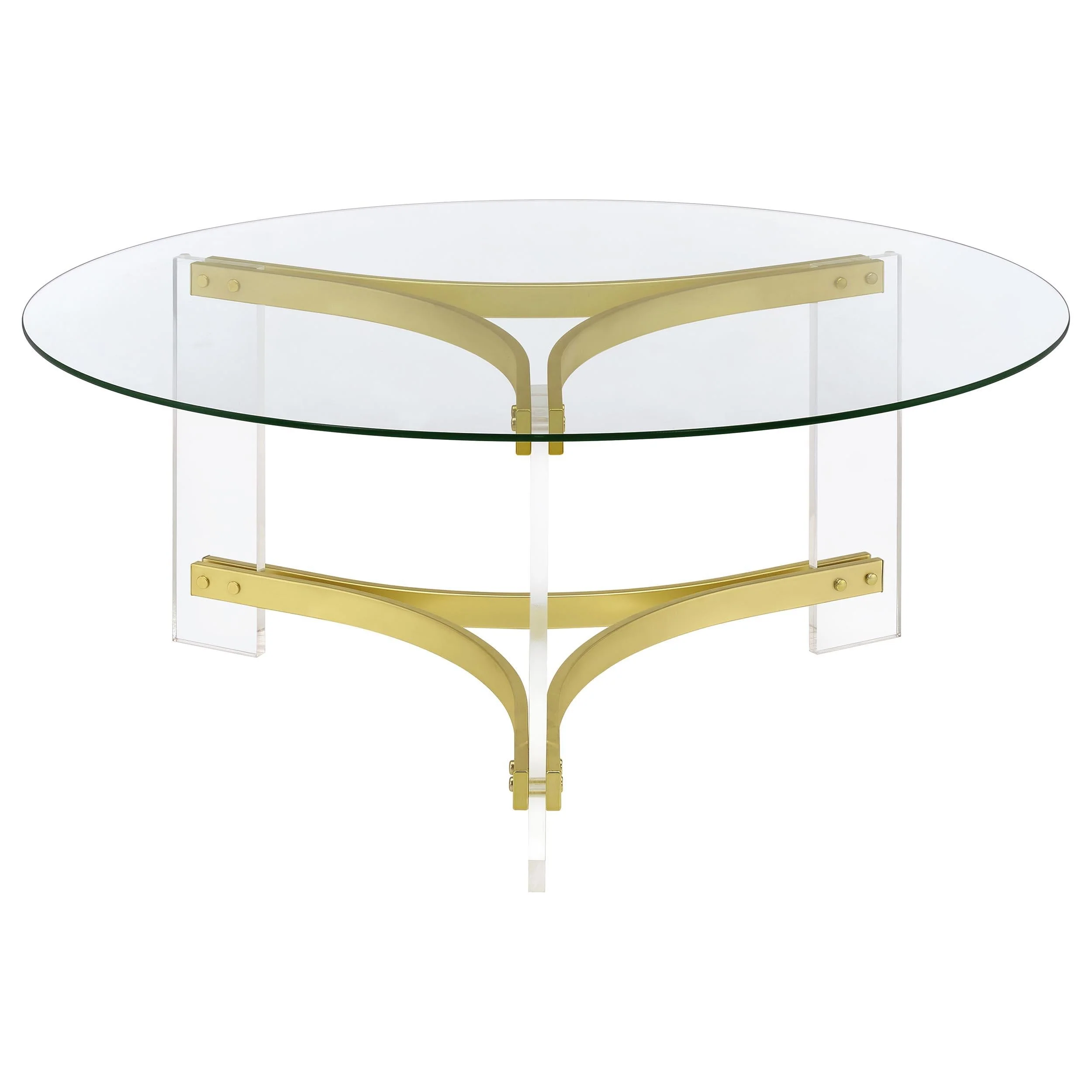 Janessa Matte Brass 3-Piece Acrylic Coffee and End Table Set - Image 10