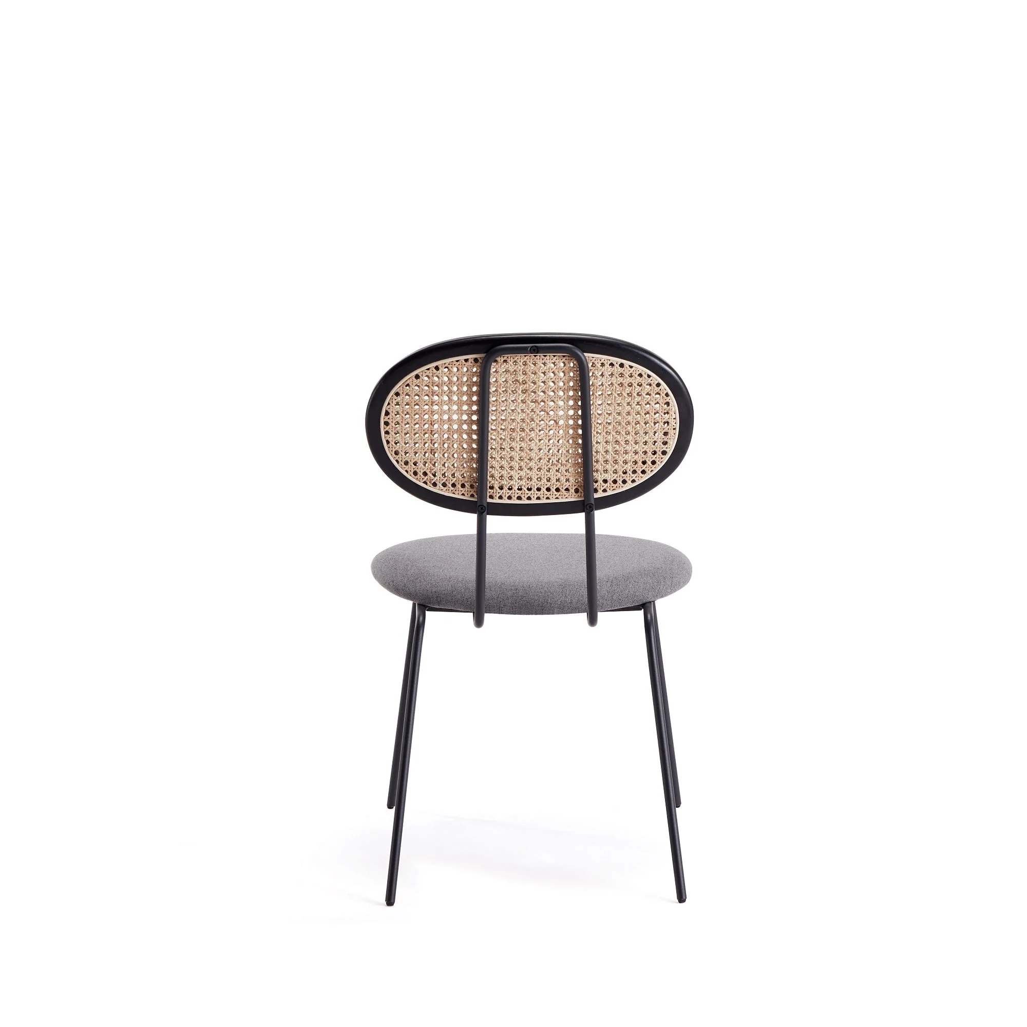 Jardin Dining Chair in Black with Cane and Grey Upholstered Seating (set of 4) - Image 7