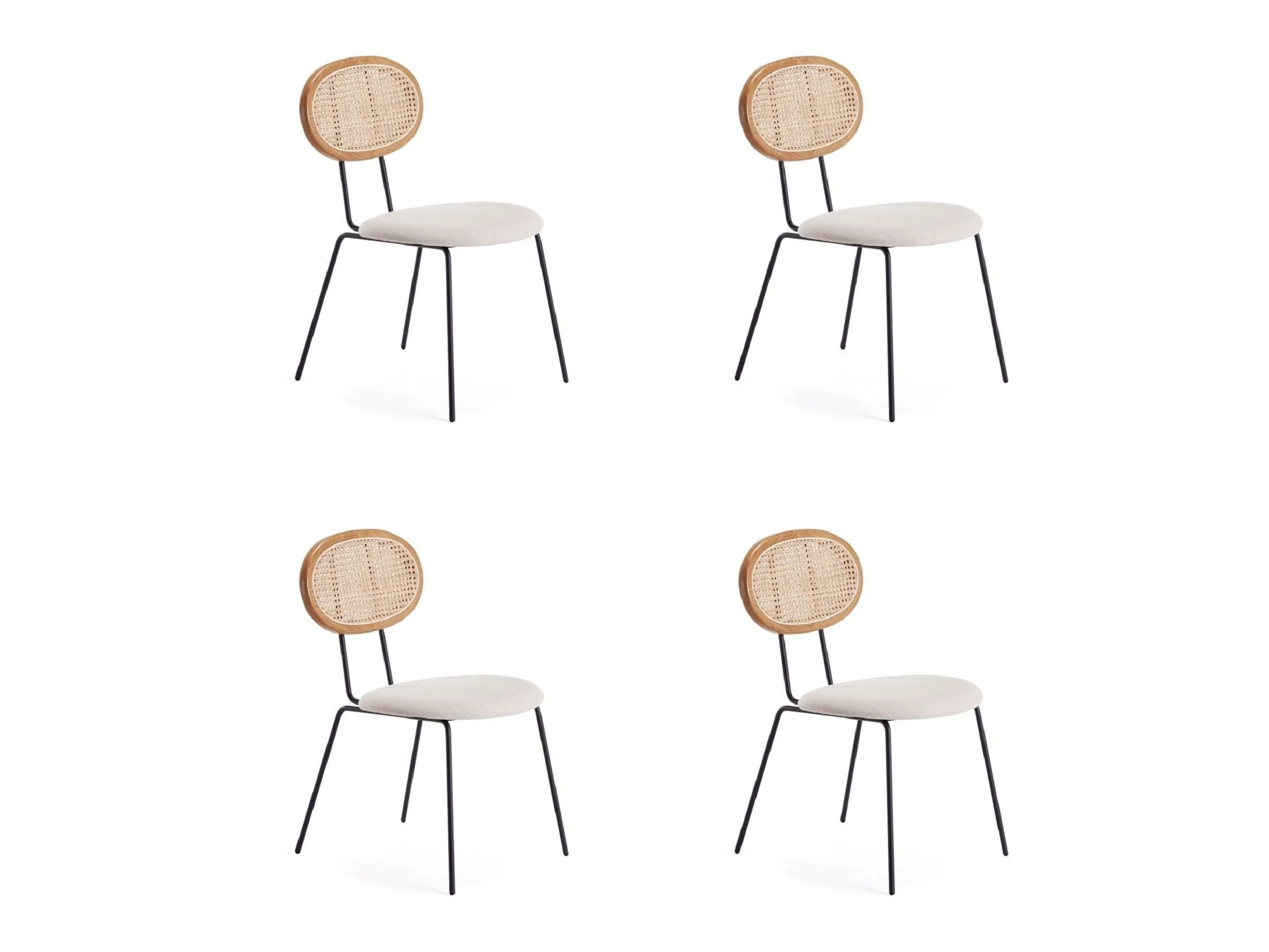 Jardin Dining Chair in Nature Cane and Oatmeal Upholstered Seating (set of 4)