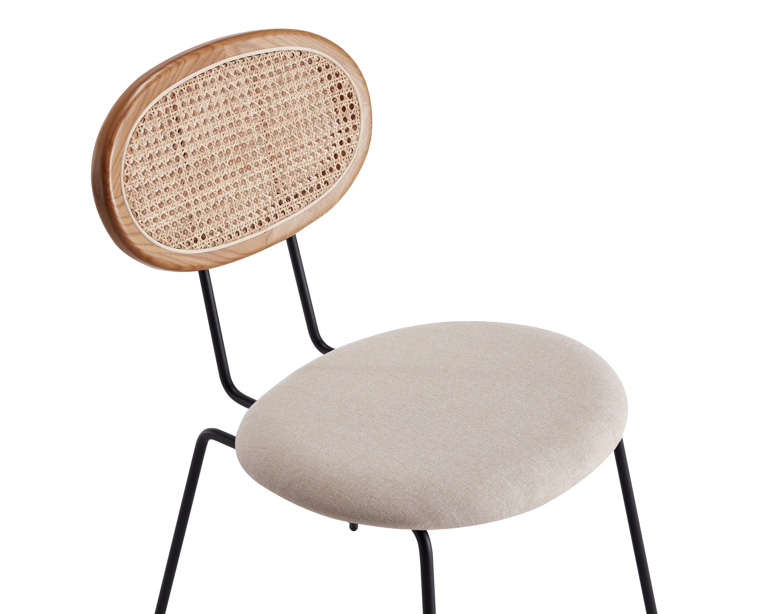 Jardin Dining Chair in Nature Cane and Oatmeal Upholstered Seating (set of 4) - Image 4