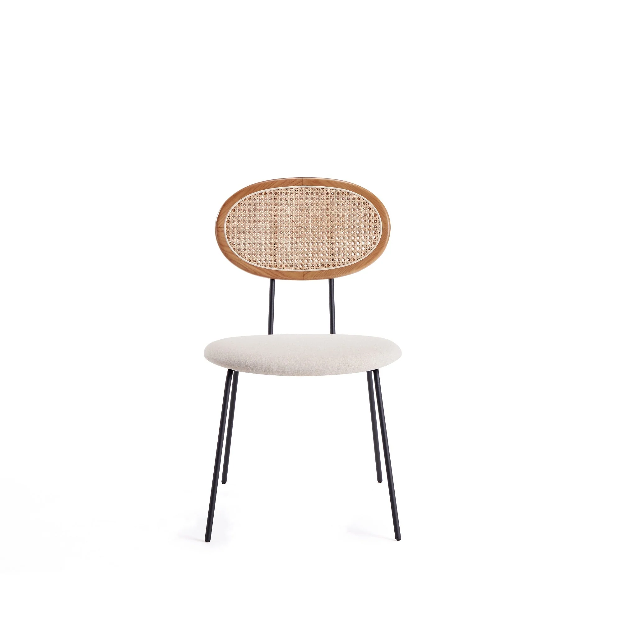 Jardin Dining Chair in Nature Cane and Oatmeal Upholstered Seating (set of 4) - Image 5