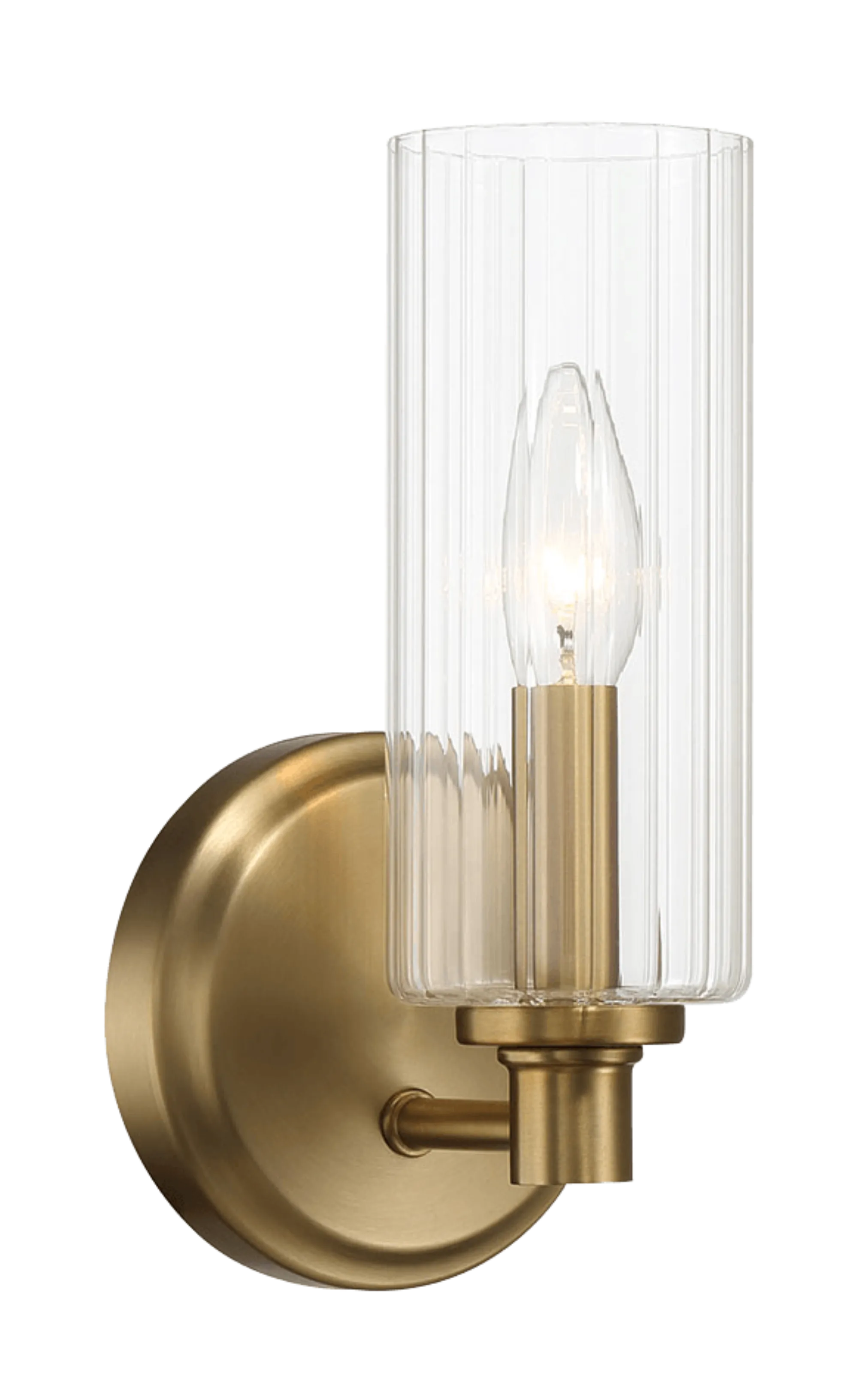 Jardin Single Light Wall Sconce With Clear Ribbed Glass - Satin Brass - Image 3