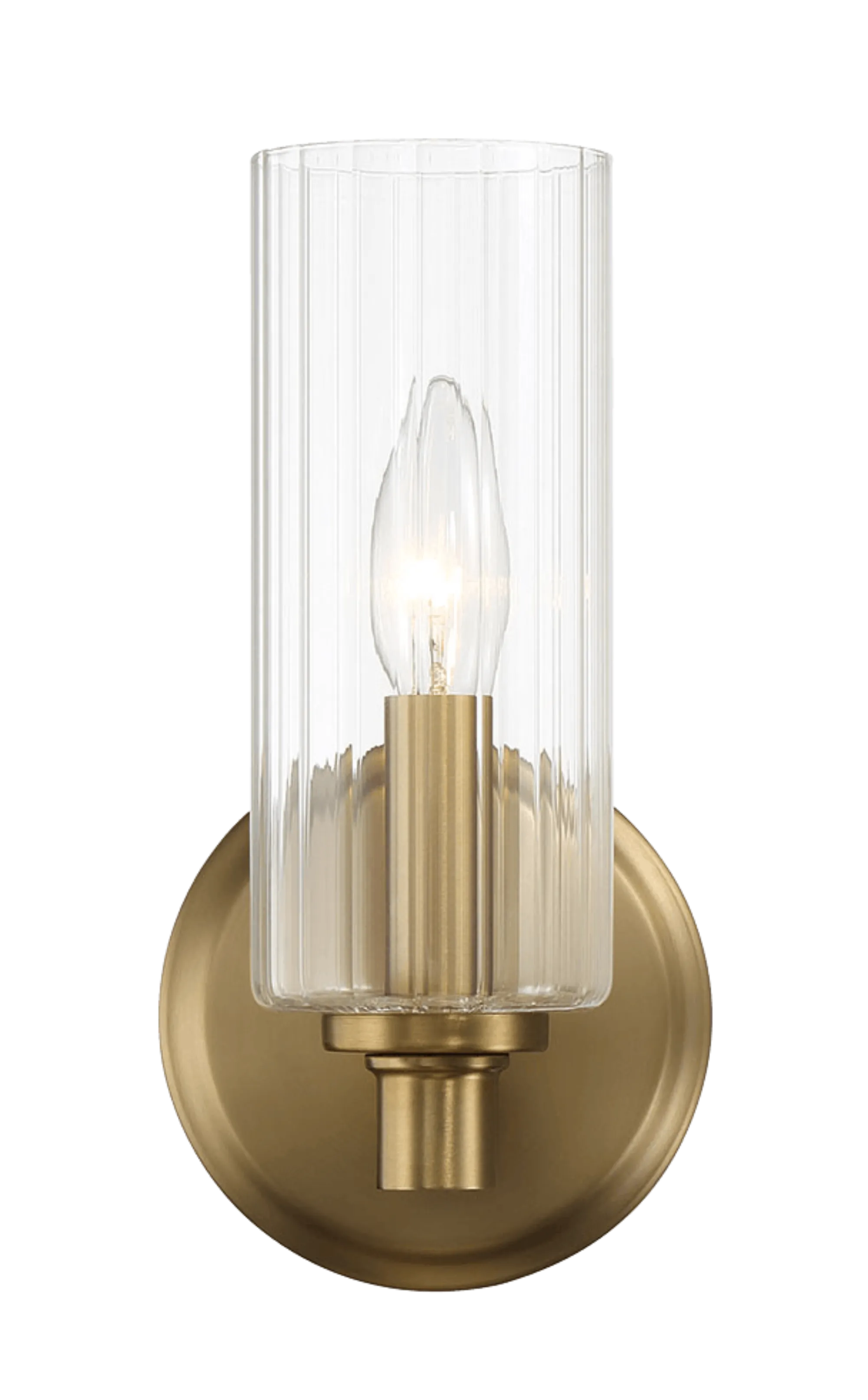 Jardin Single Light Wall Sconce With Clear Ribbed Glass - Satin Brass - Image 5