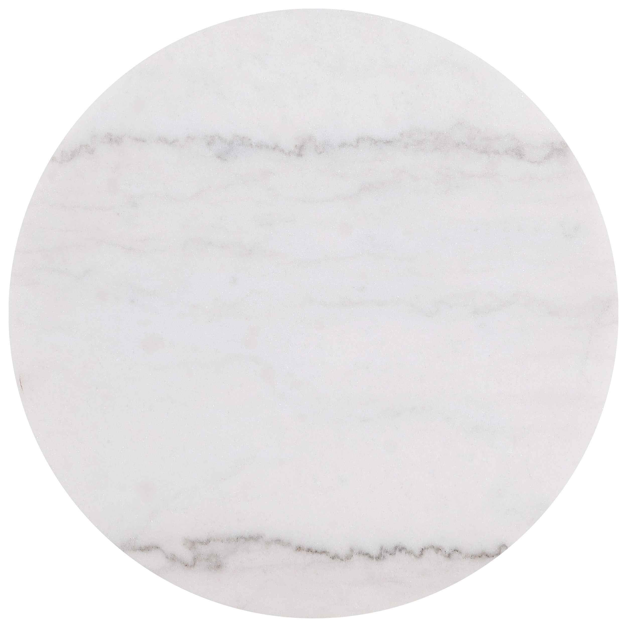 Jason Greige Round White Marble Top Side End Table - Image 3