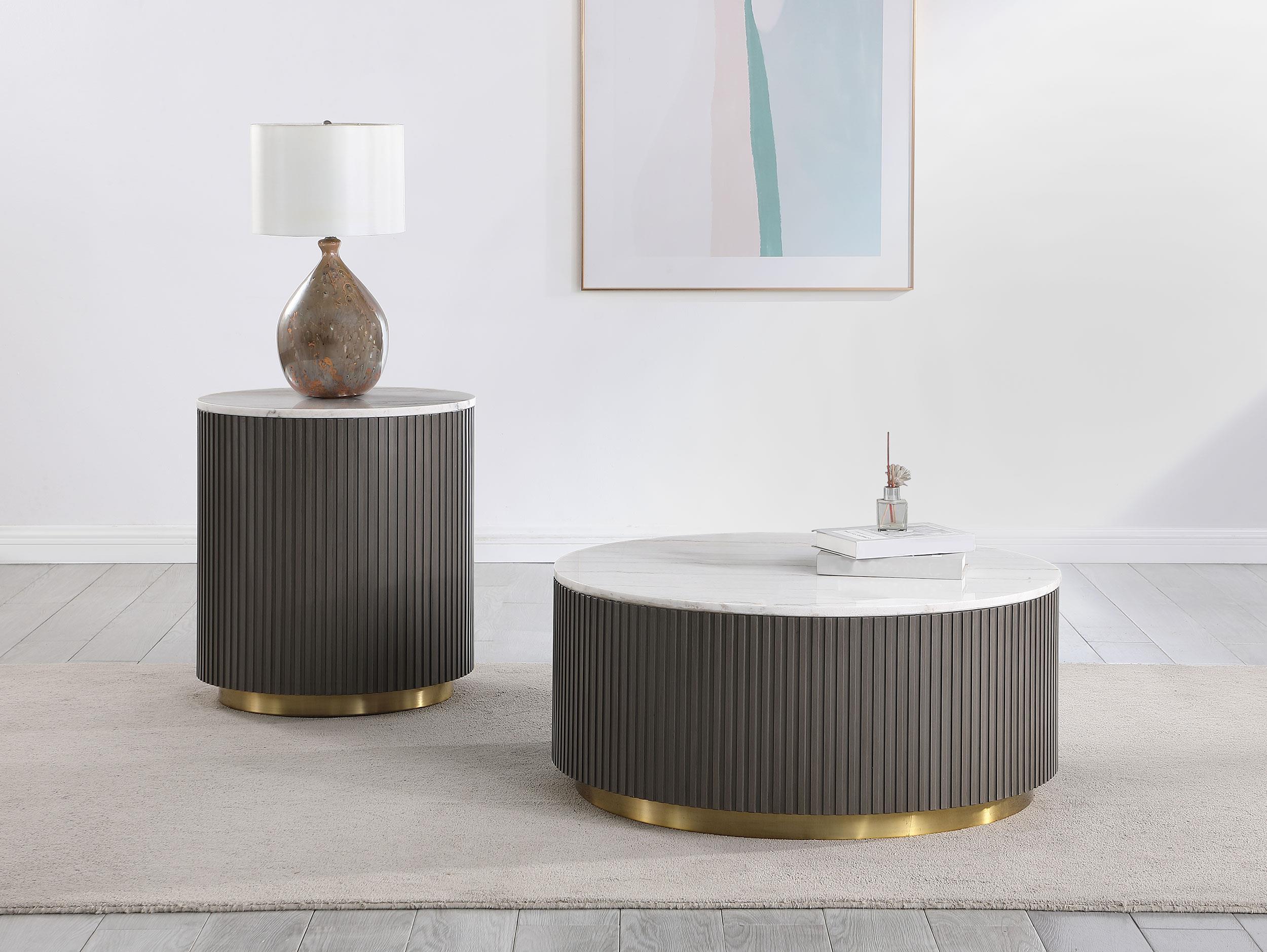 Jason Round Marble Top Coffee Table White and Charcoal - Image 6