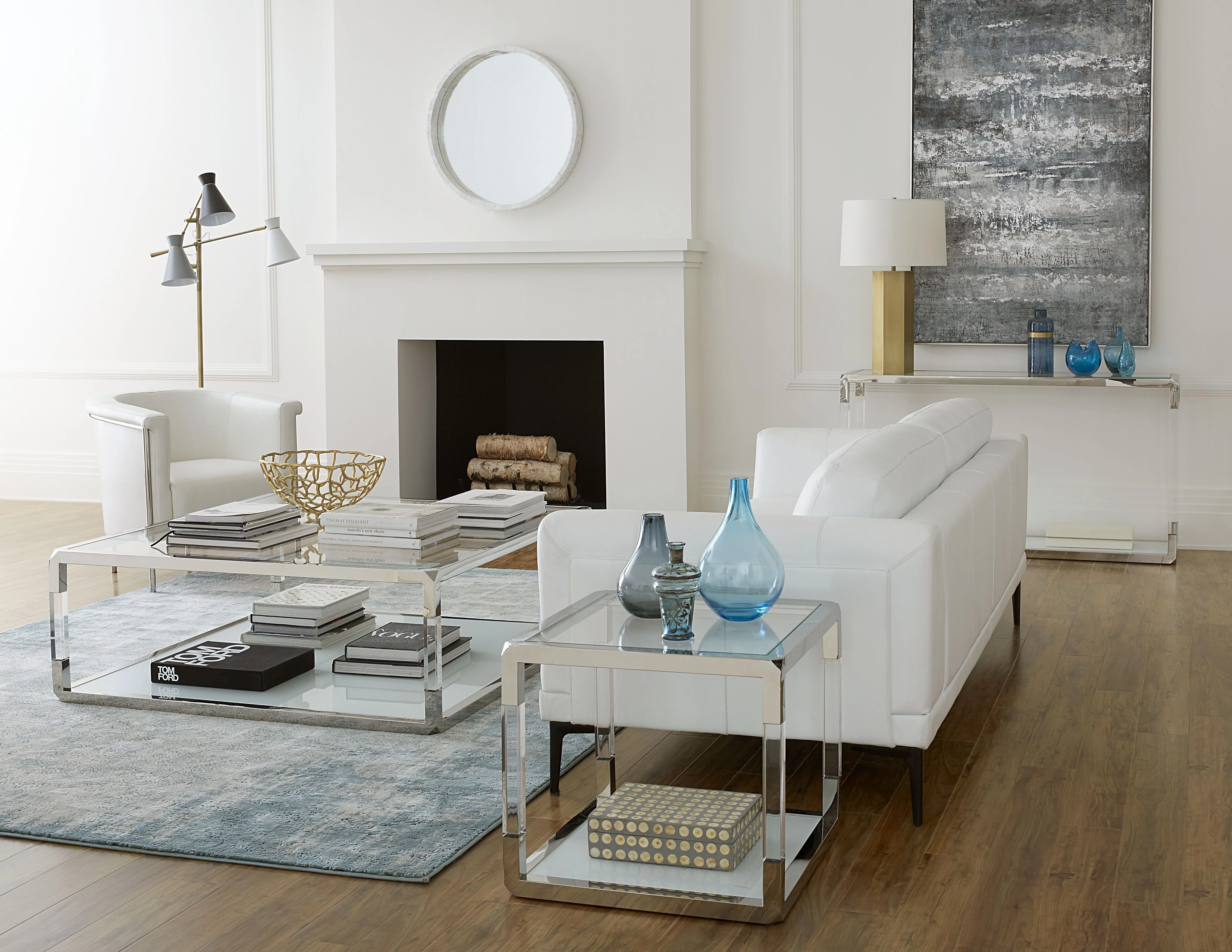 Jasper Console Table in Acrylic/White Glass/PSS - Image 2