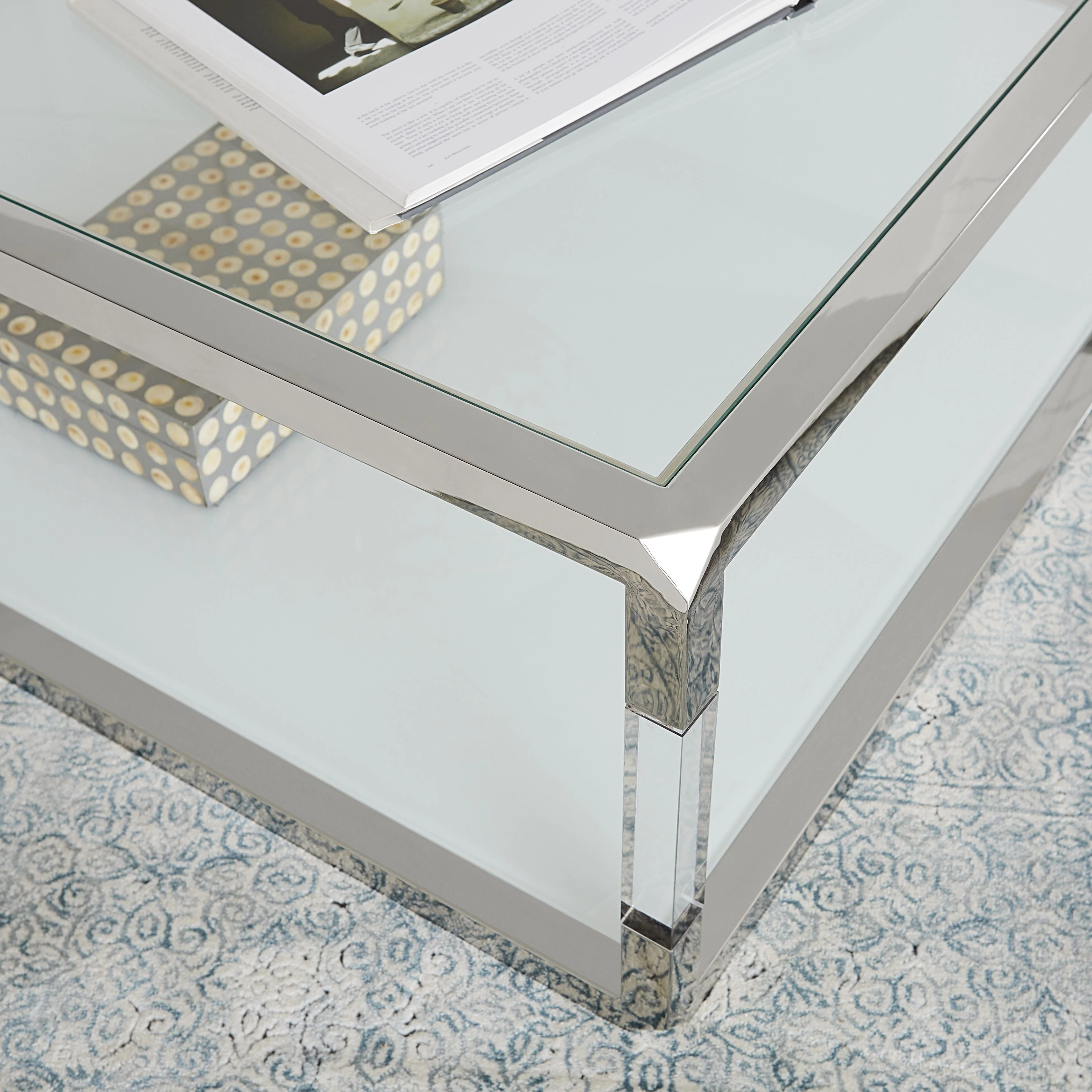 Jasper End Table in Acrylic/White Glass/PSS - Image 3