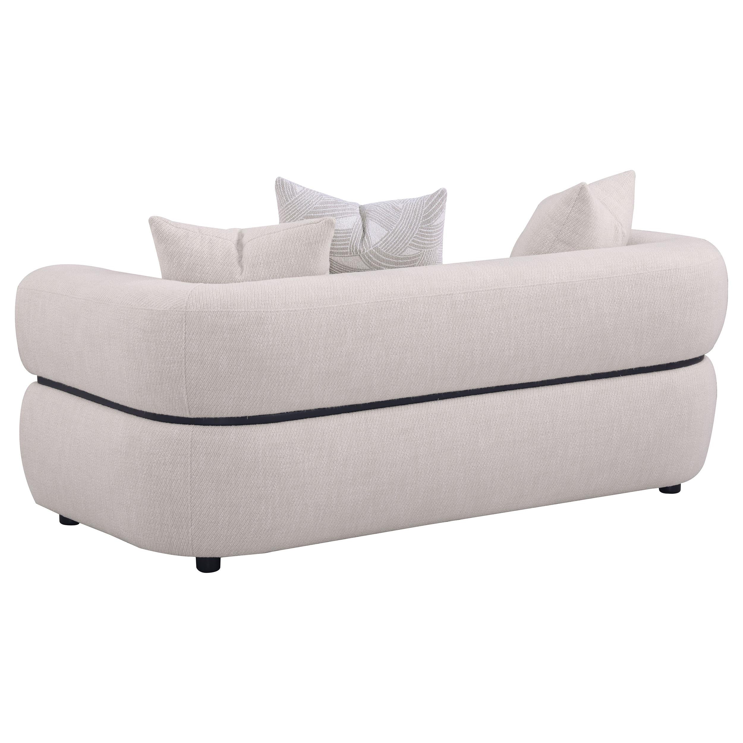 Jeanette Beige 73-inch Fabric Upholstered Round Arm Loveseat - Image 5