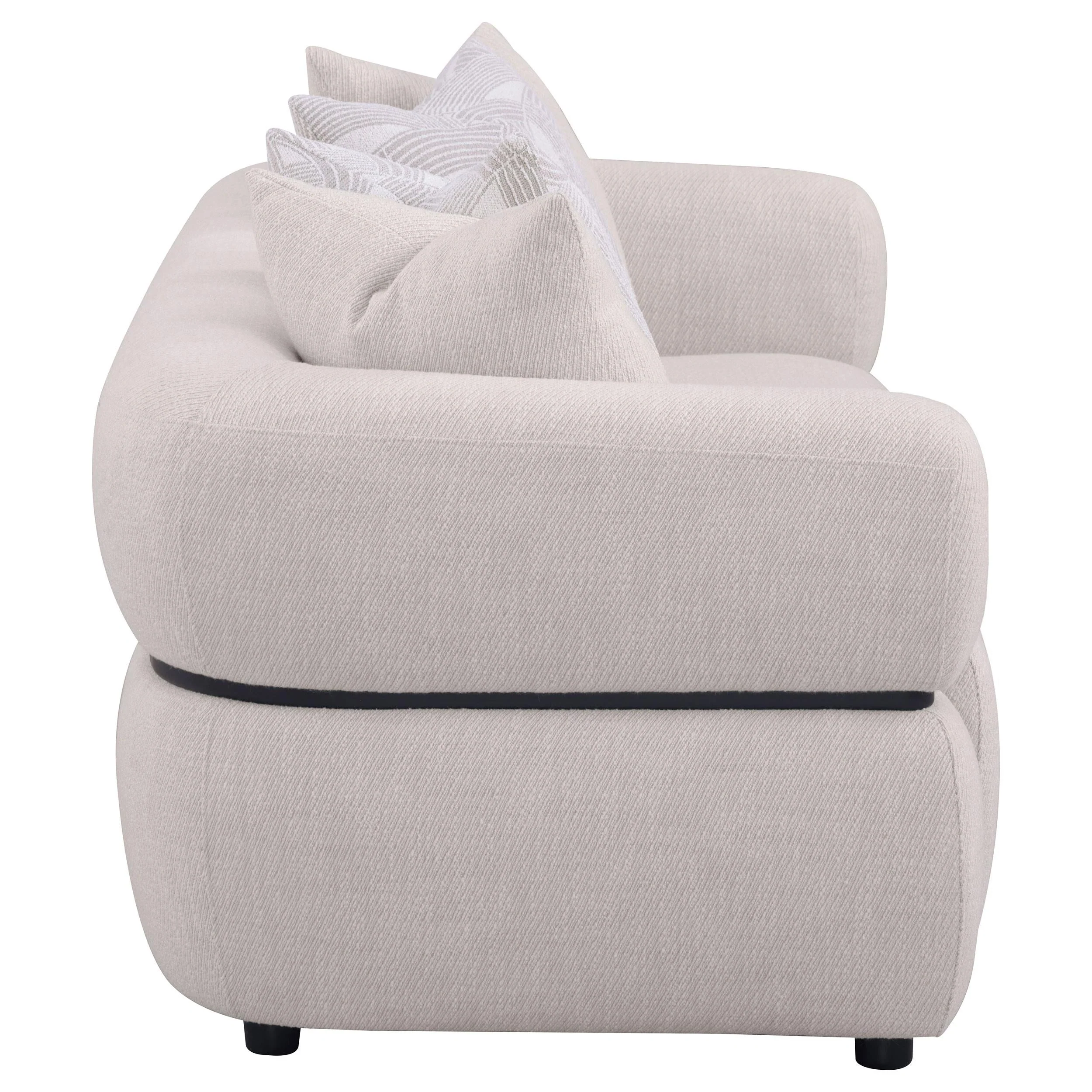 Jeanette Beige 84-inch Fabric Upholstered Round Arm Sofa - Image 7