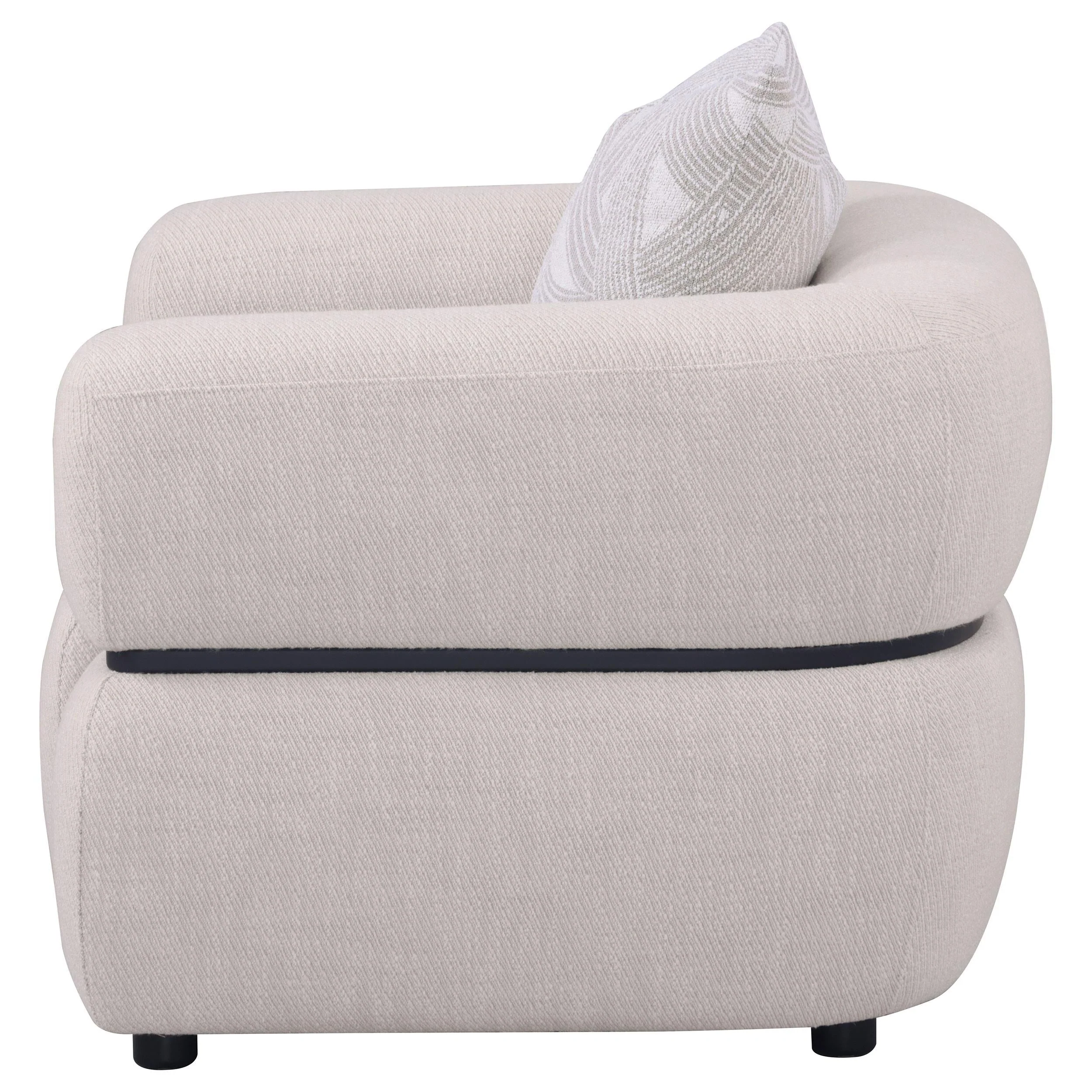 Jeanette Beige Fabric Upholstered Round Arm Accent Chair - Image 4