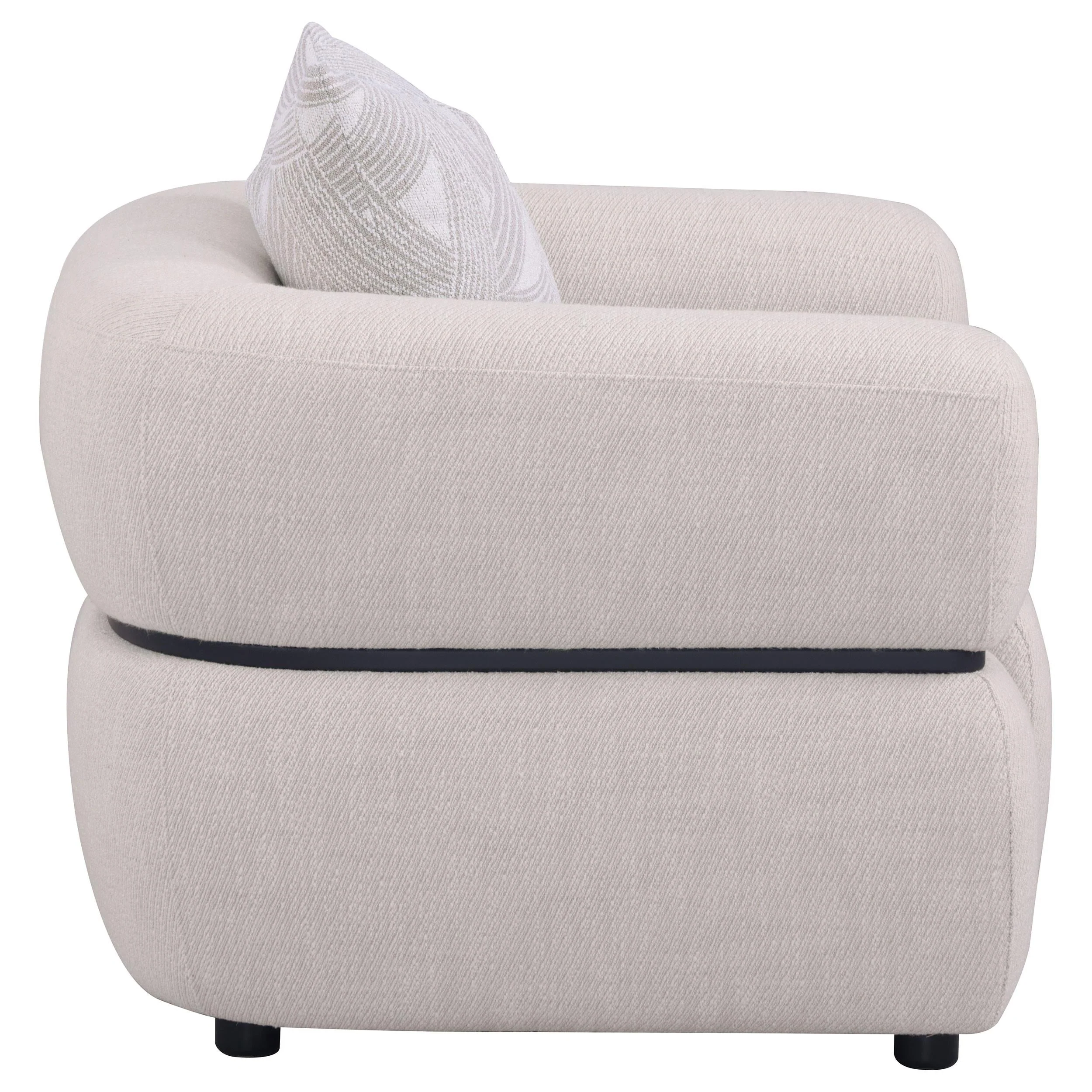 Jeanette Beige Fabric Upholstered Round Arm Accent Chair - Image 7