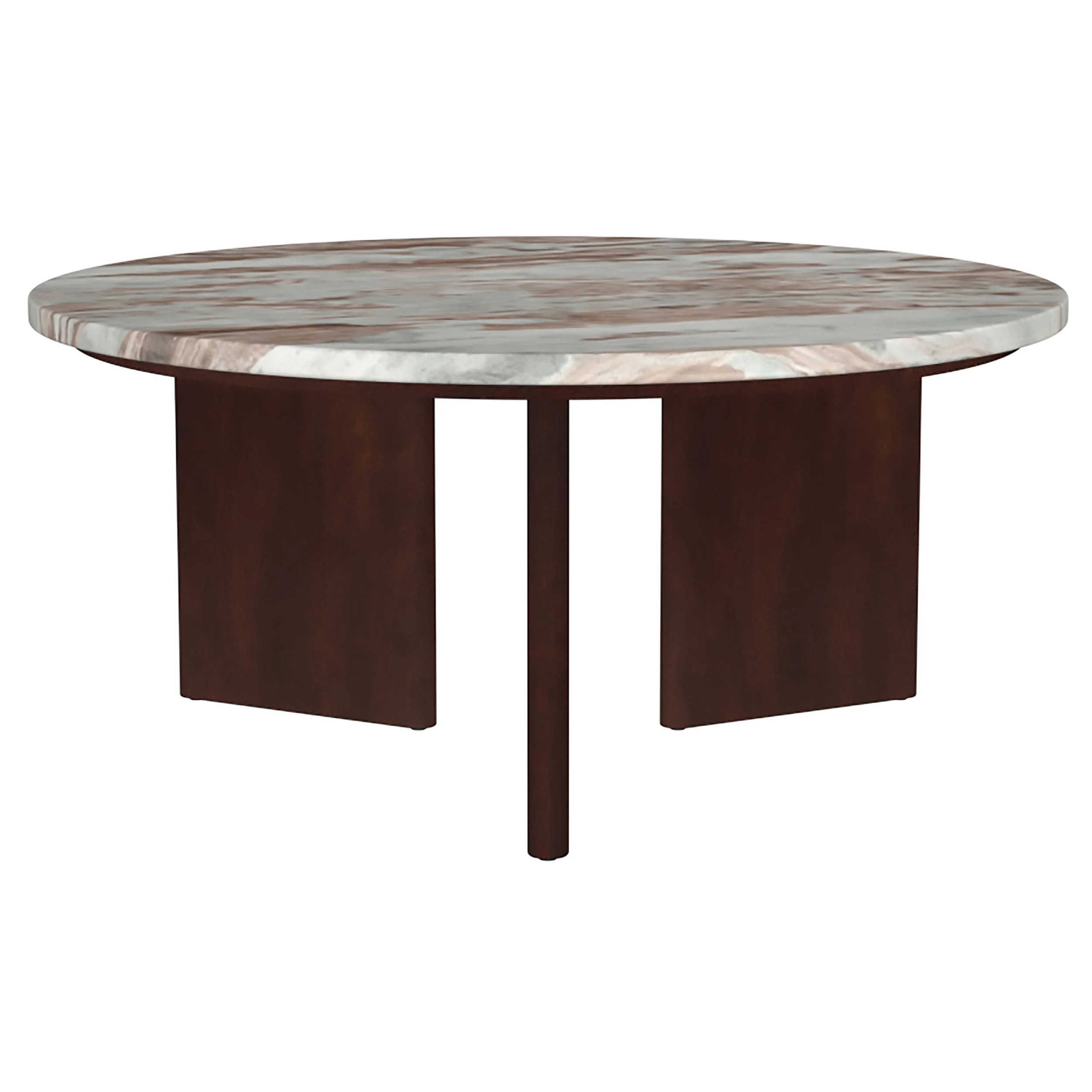 Jenna Brown 2-piece Round Marble Top Coffee Table Set - Image 7