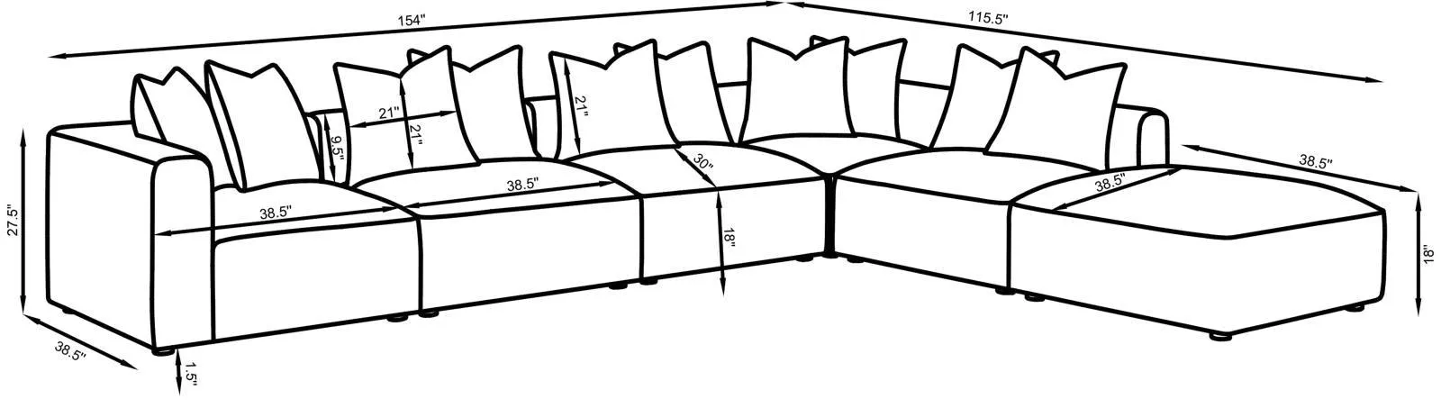 Jennifer Gray 6-Piece Tight Seat Modular Sectional - Image 17