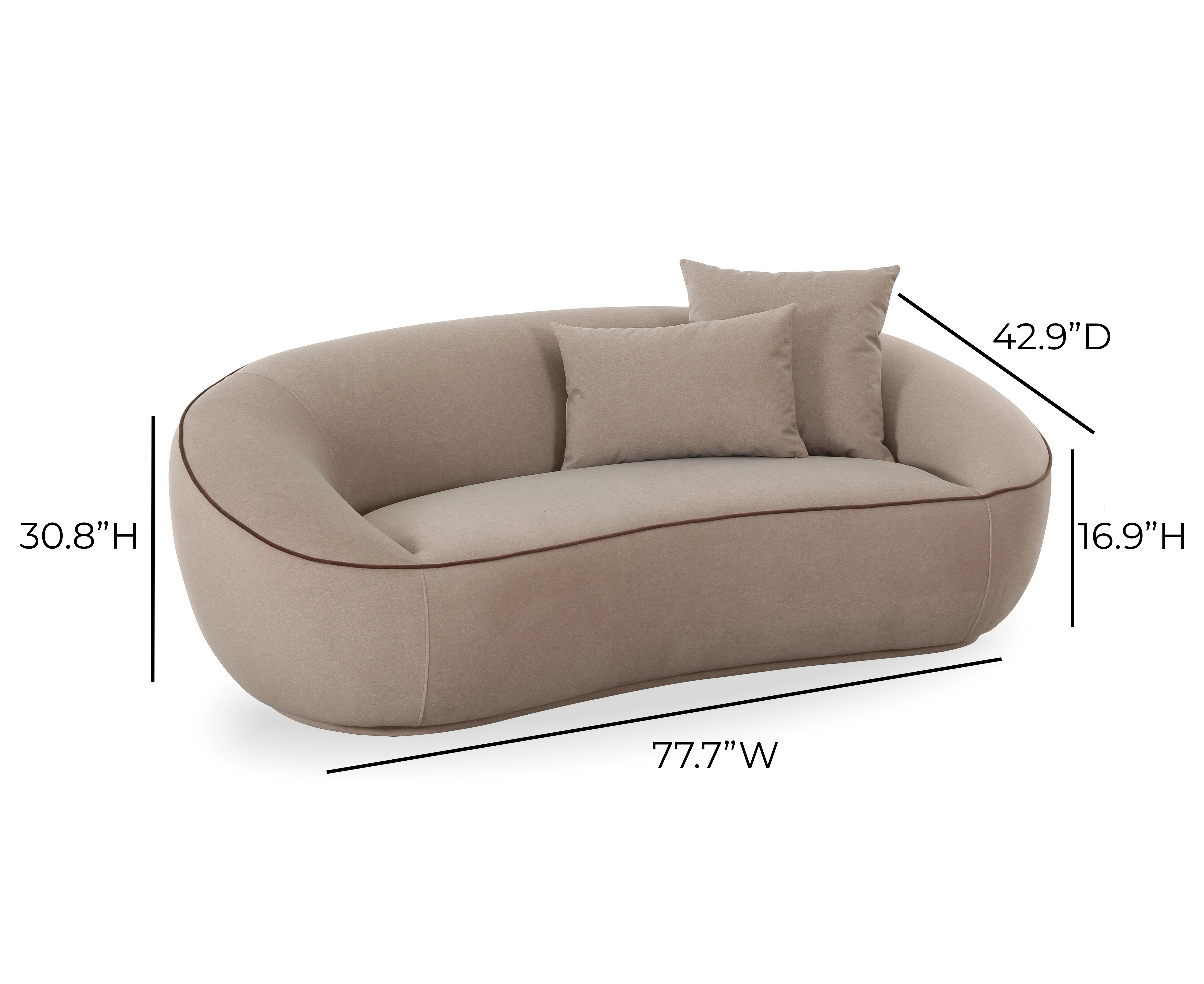 Jenny 78" Taupe Faux Mohair Loveseat - Image 5