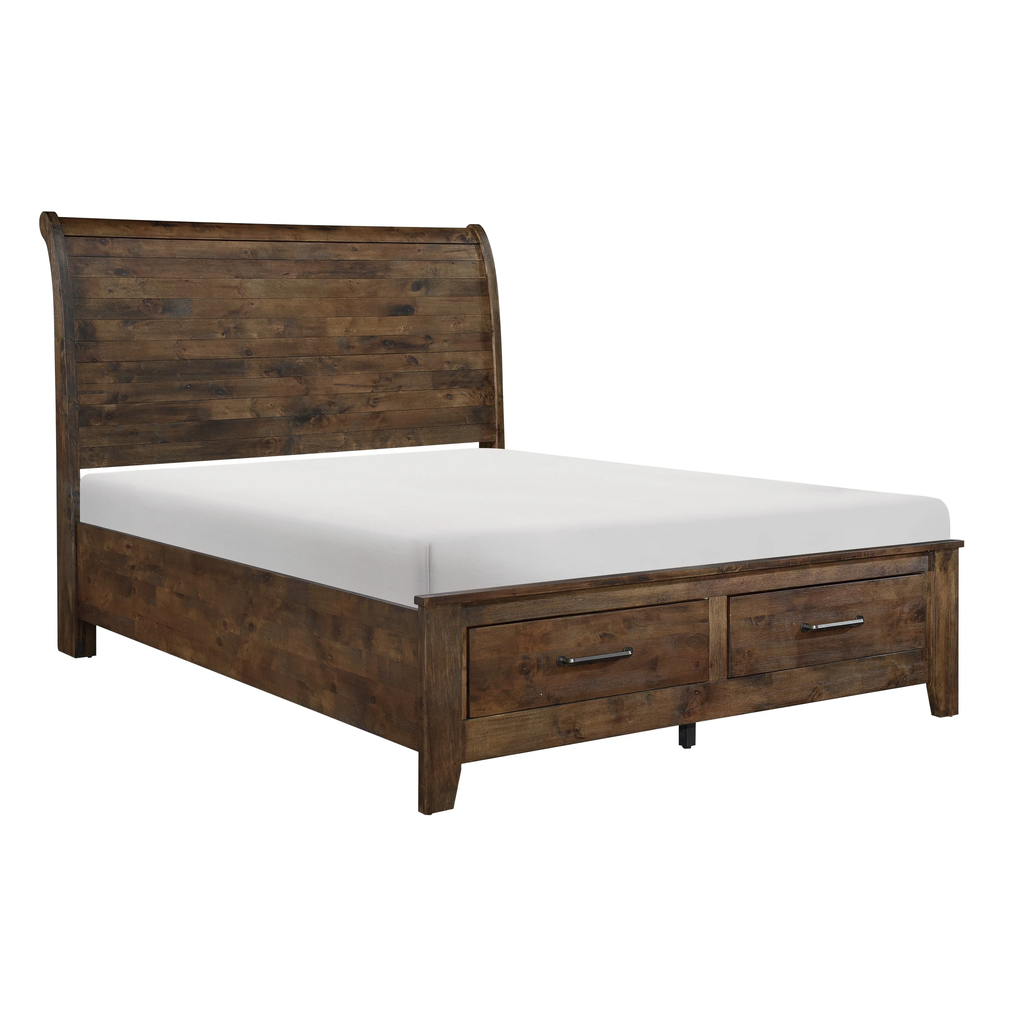 Jerrick Burnished Brown California King Sleigh Platform Bed with Footboard Storage - Image 3