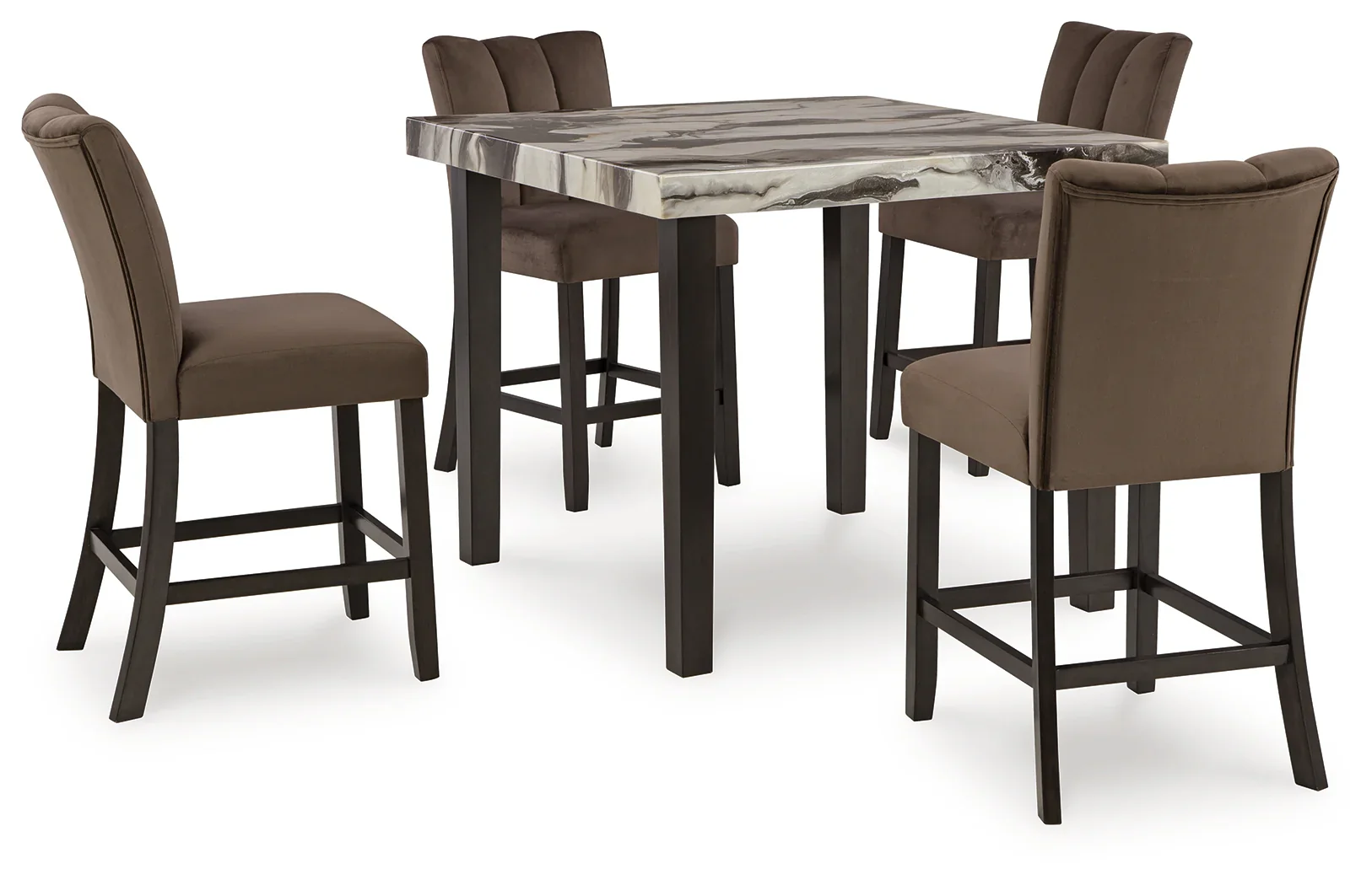 Jeshina Dark Brown/Beige Counter Height Dining Table and 4 Barstools
