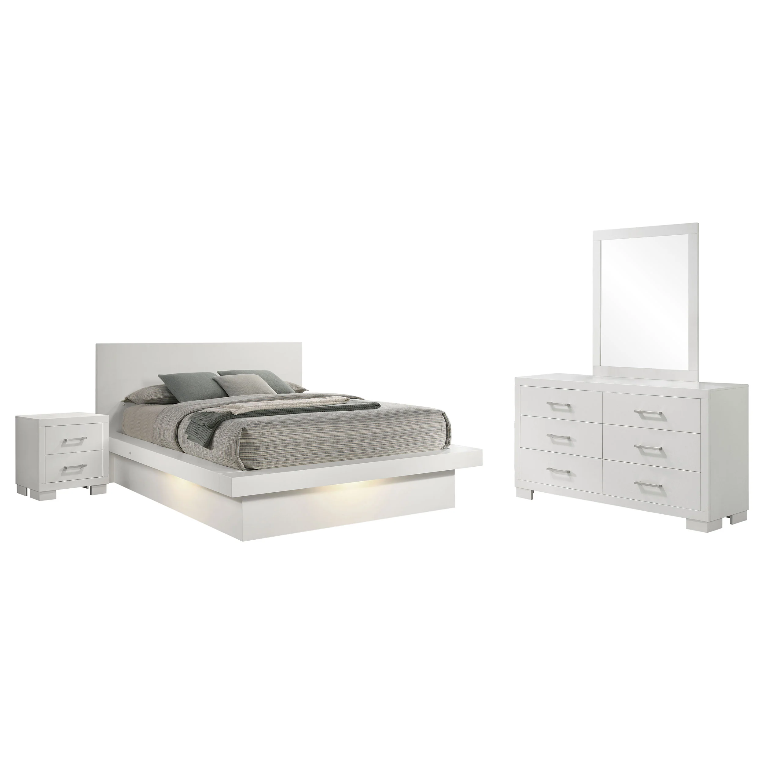 Jessica Snow White 4-Piece Queen Bedroom Set with Nightstand Panels - Image 2