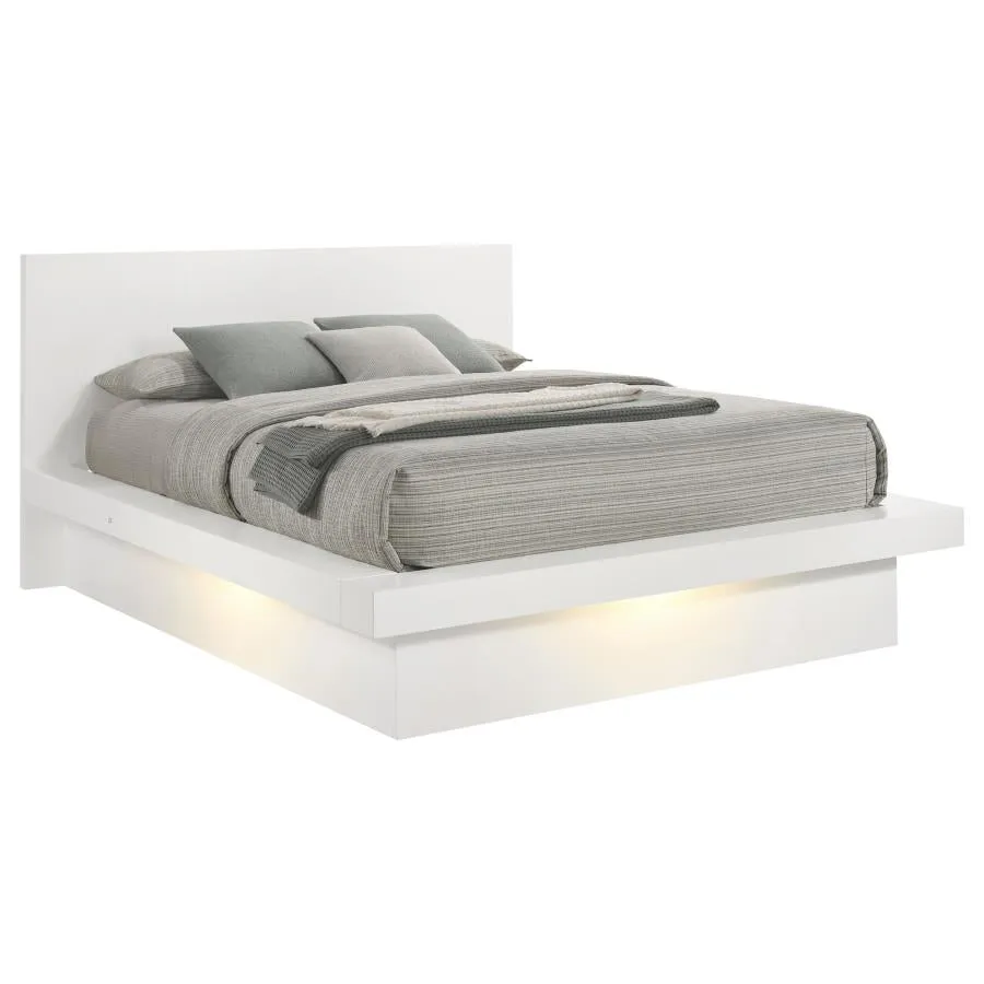 Jessica White Queen Platform Bed with Rail Seating - Image 2