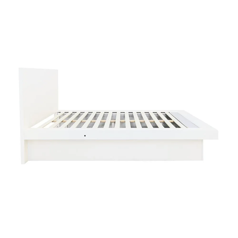 Jessica White Queen Platform Bed with Rail Seating - Image 6